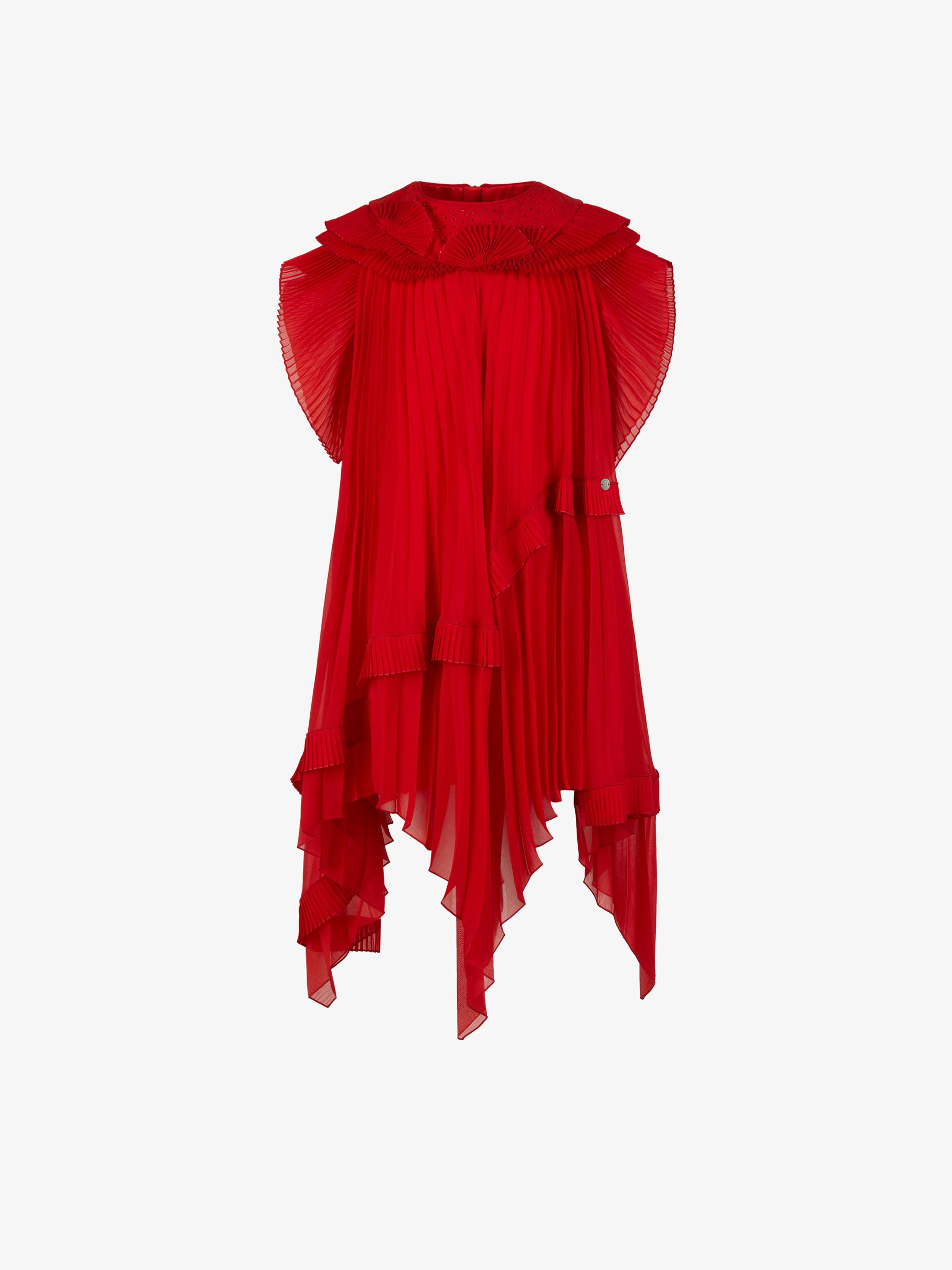 Abito in voile plissé con SWAROVSKI