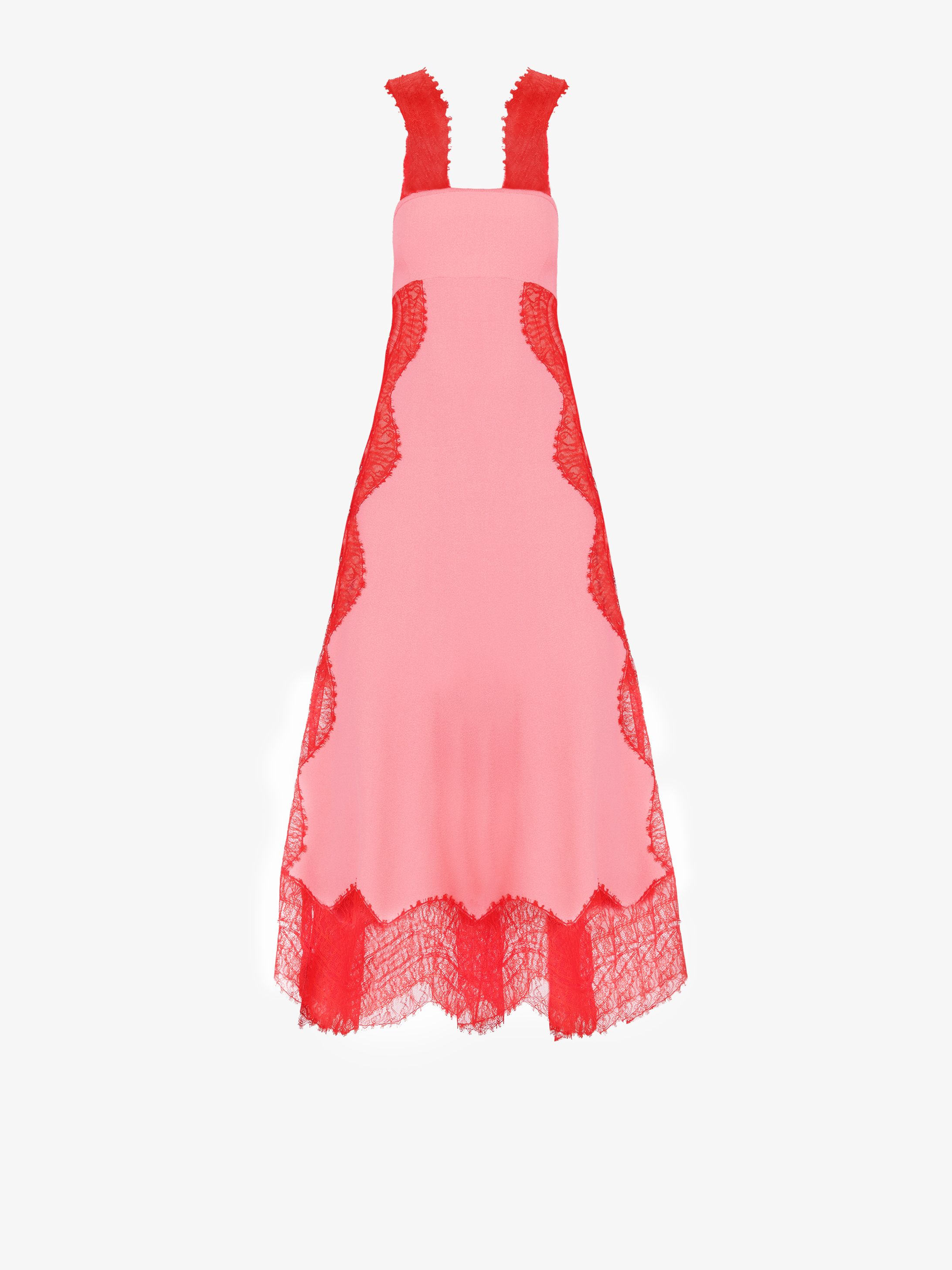 Two tone dress in viscose and lace