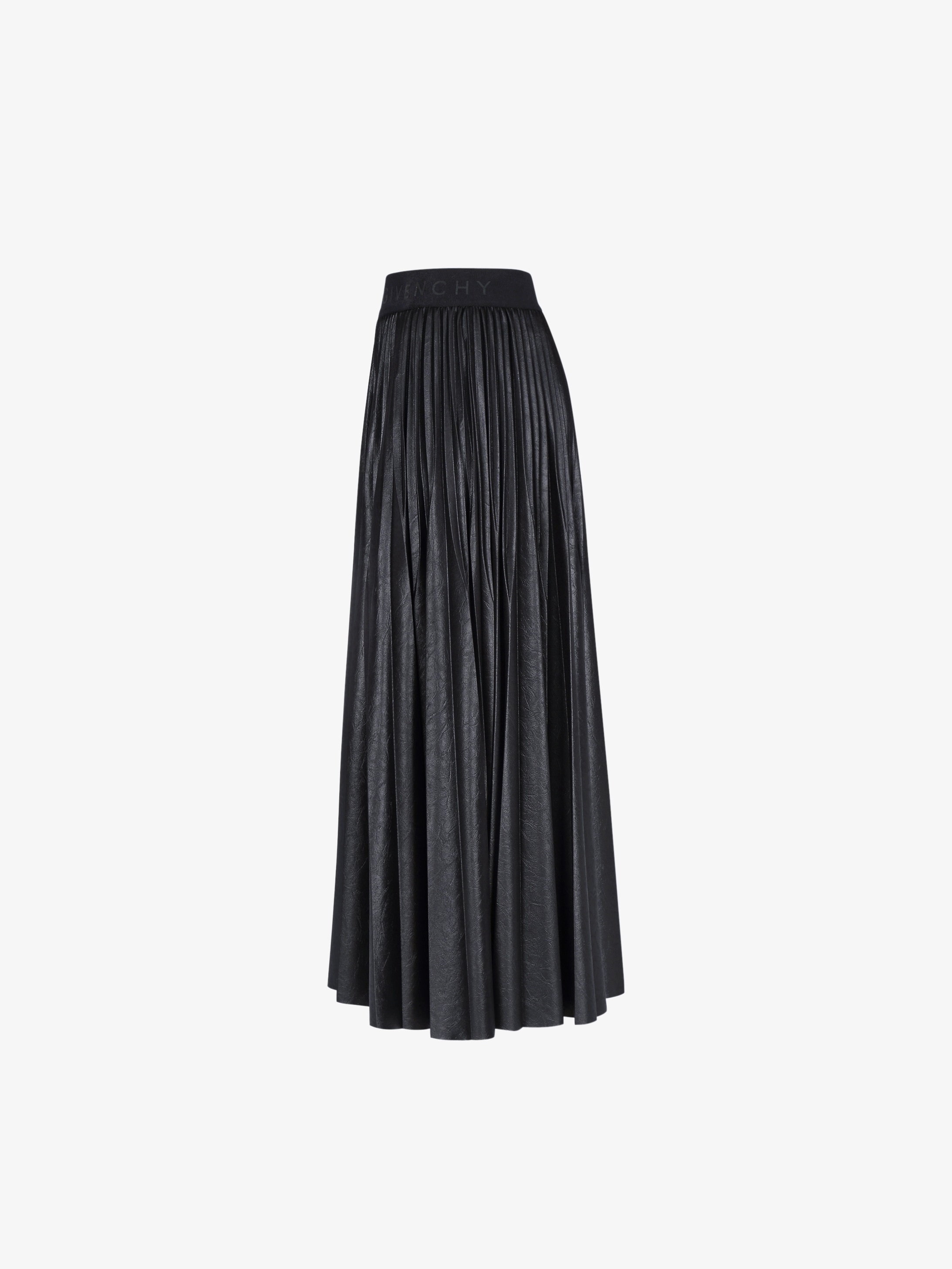 Skirt in varnished pleated jersey