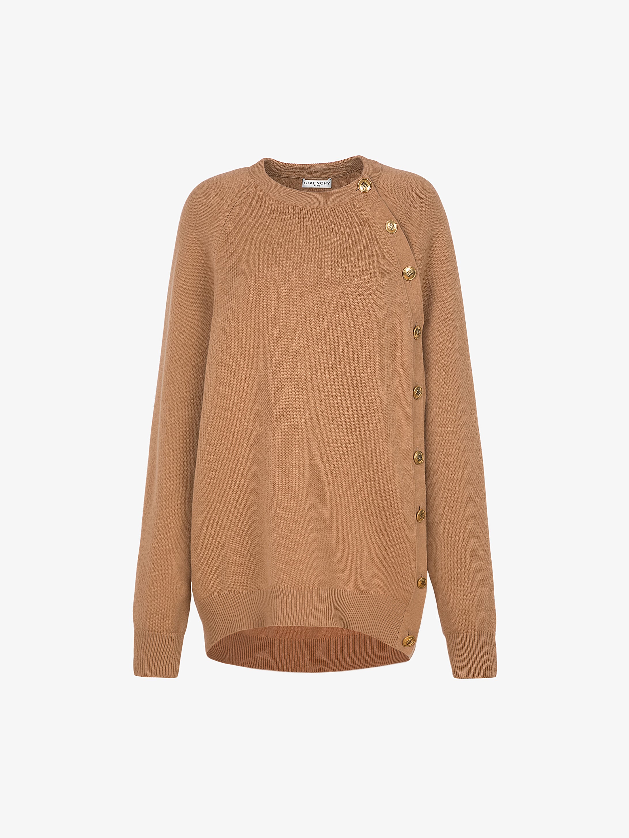 Oversized sweater in wool and cashmere with 4G buttons