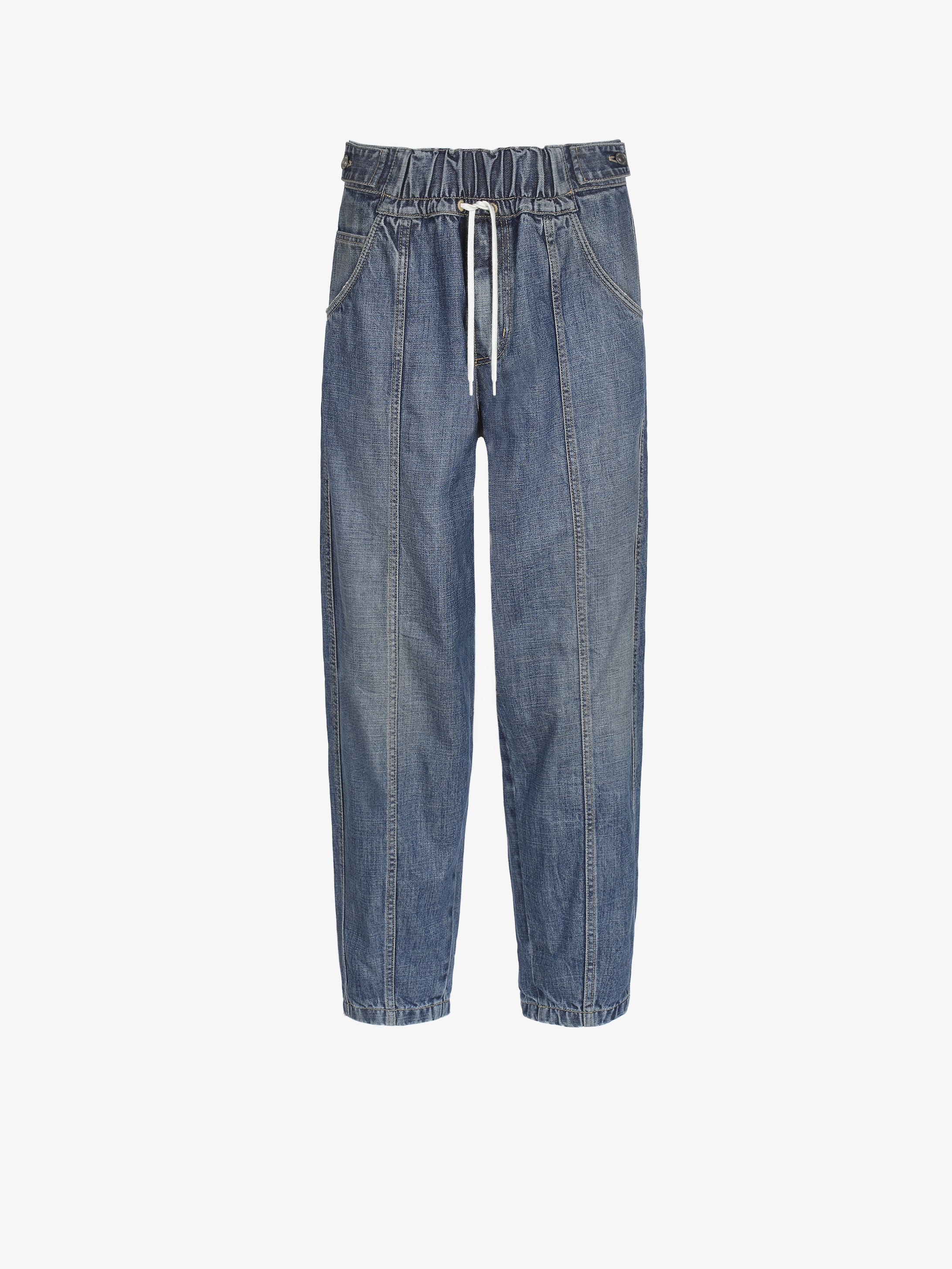 Pantaloni da jogging in denim con cordino a contrasto