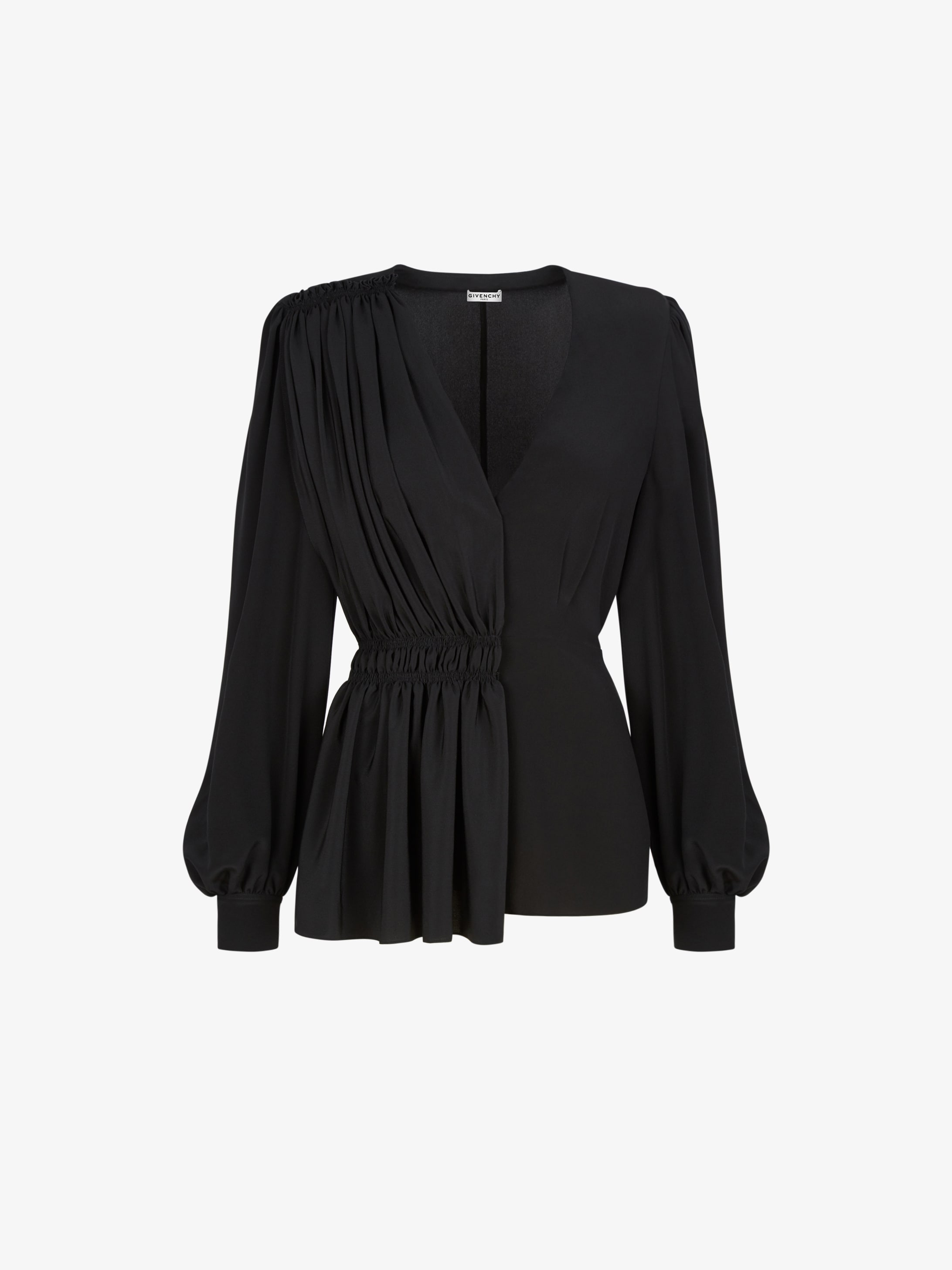 Asymetrical blouse with gathered panel