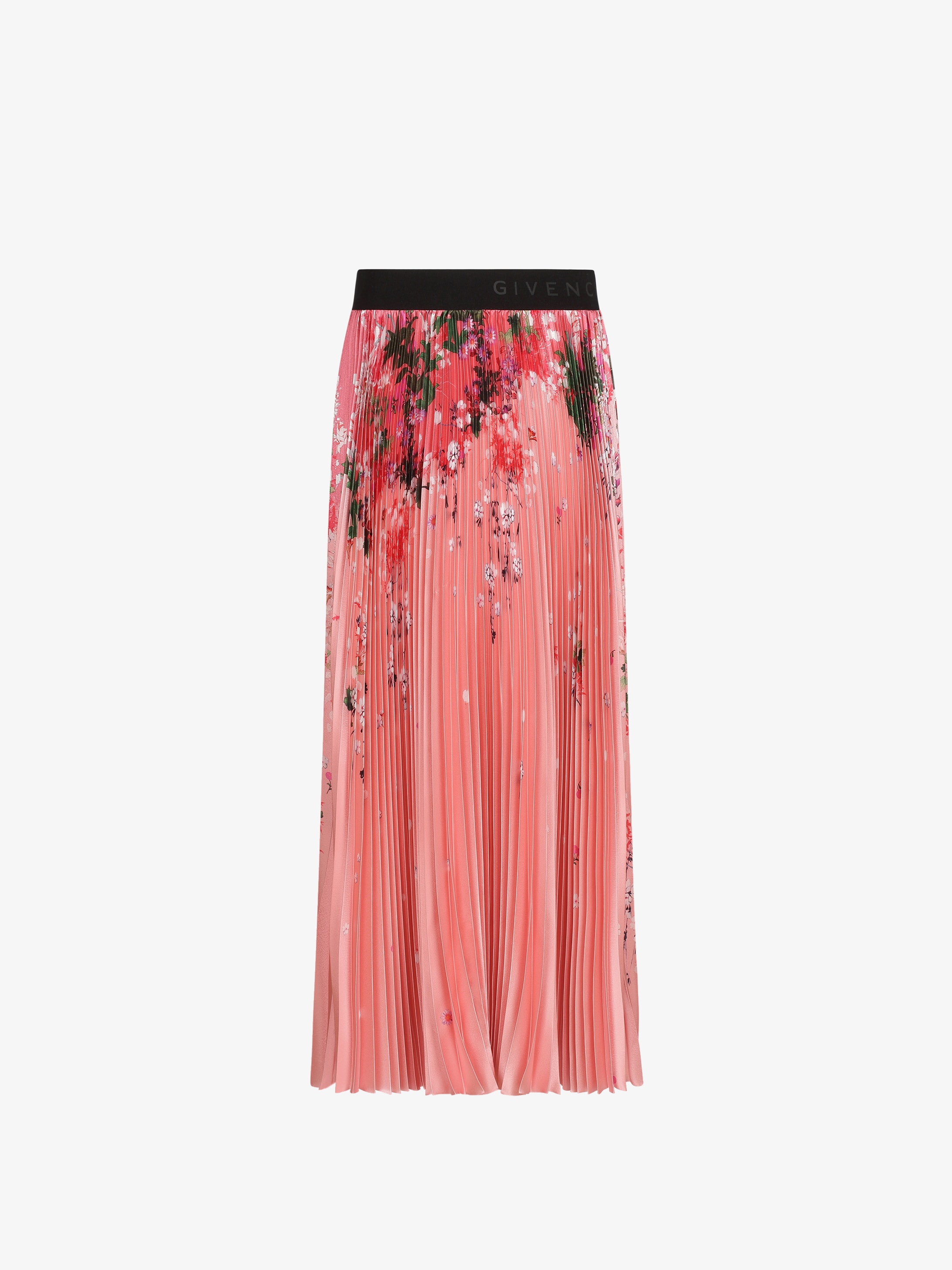 Floral printed pleated skirt