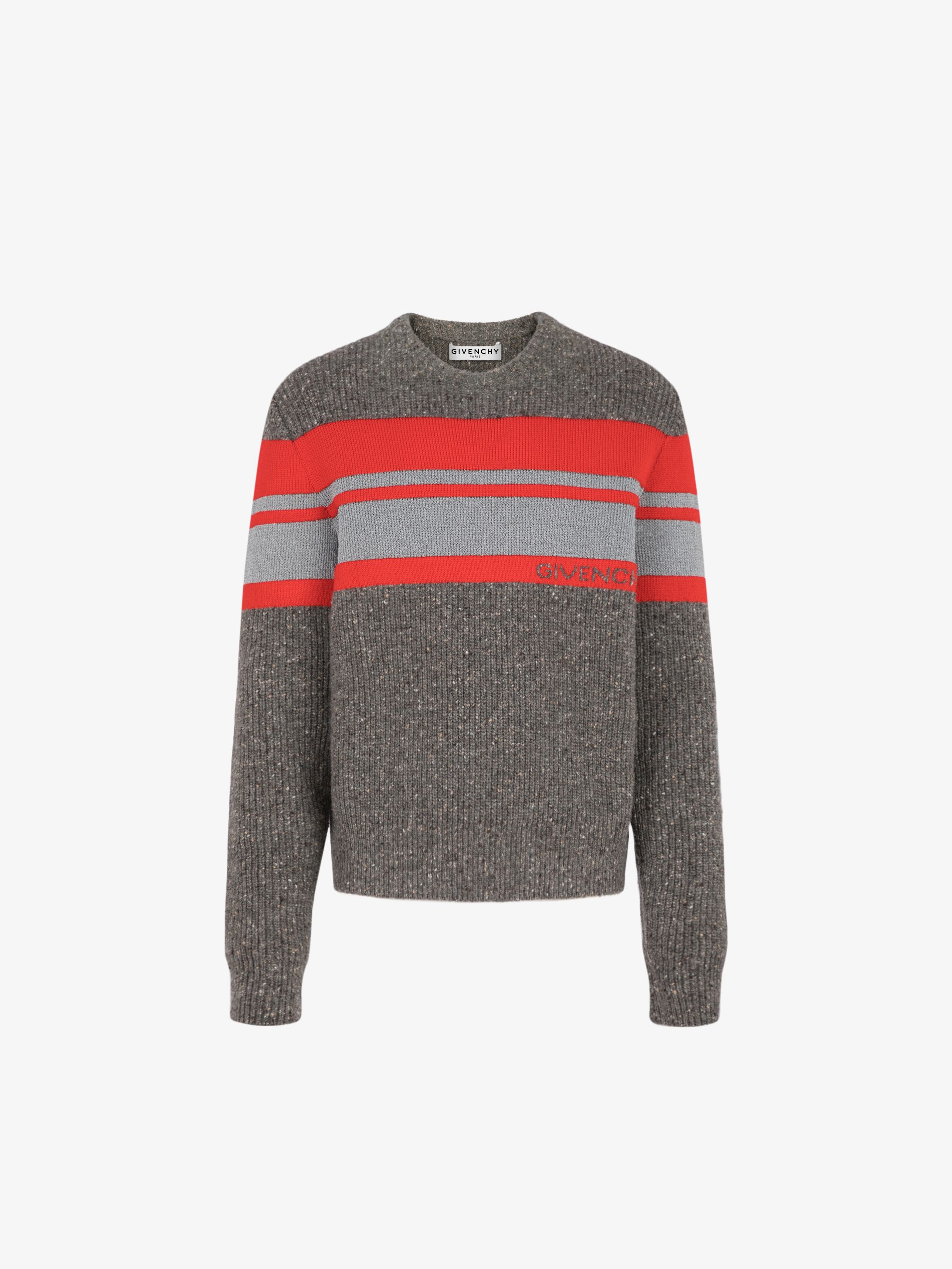 Sweater in wool with reflective bands