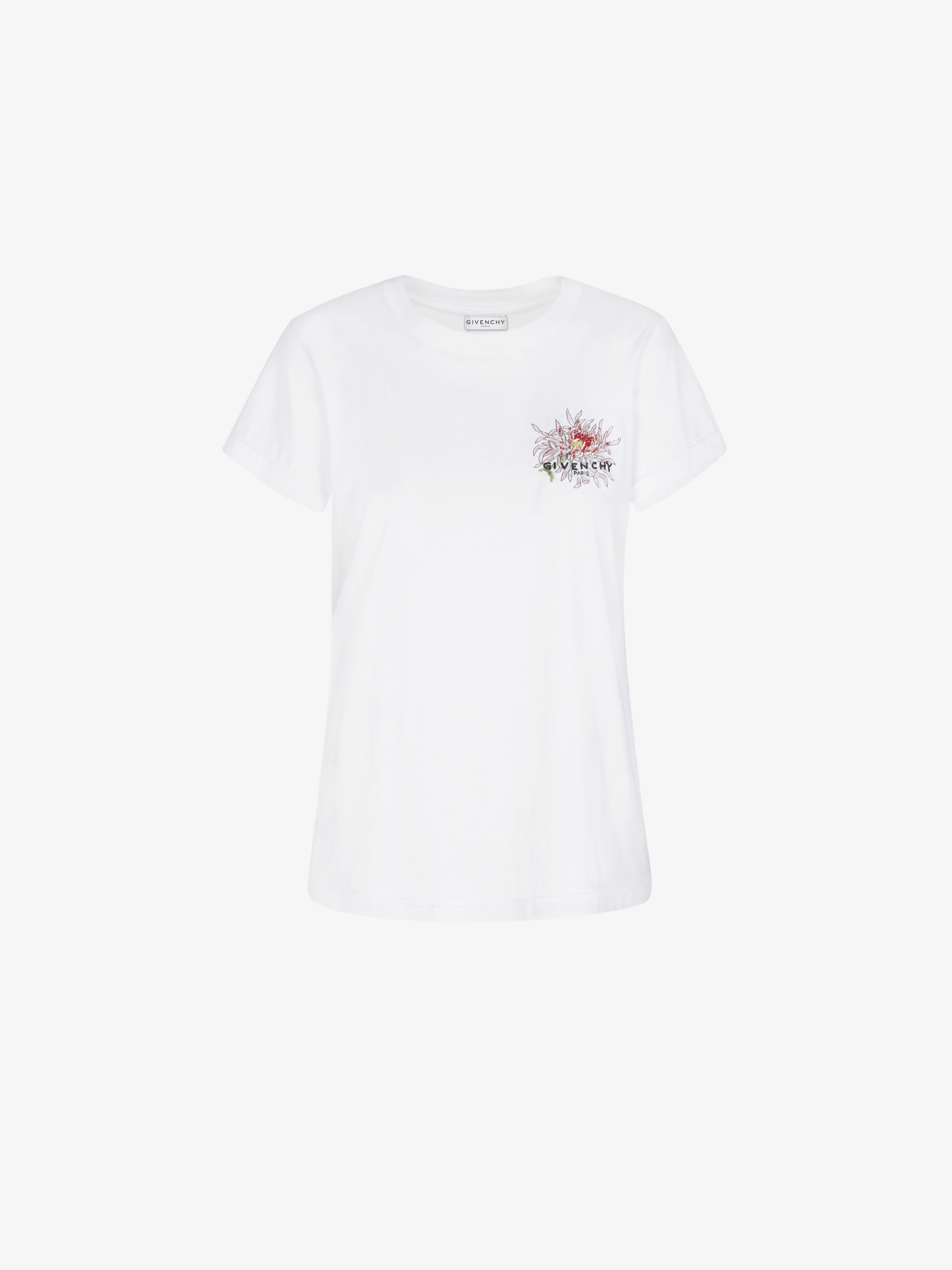 T-shirt slim à broderie florale GIVENCHY