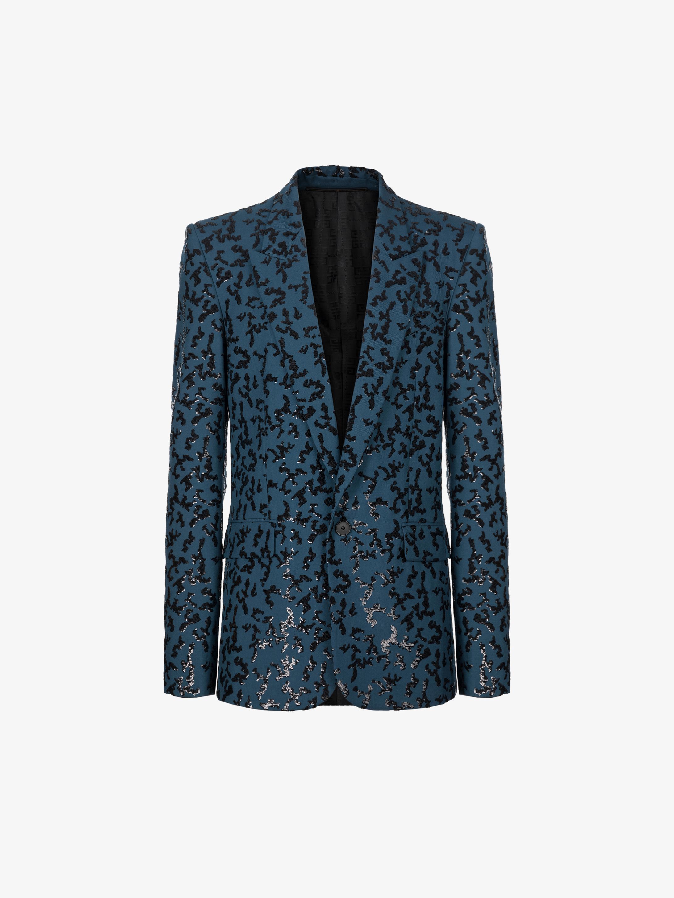 Sequins embroidered tuxedo jacket