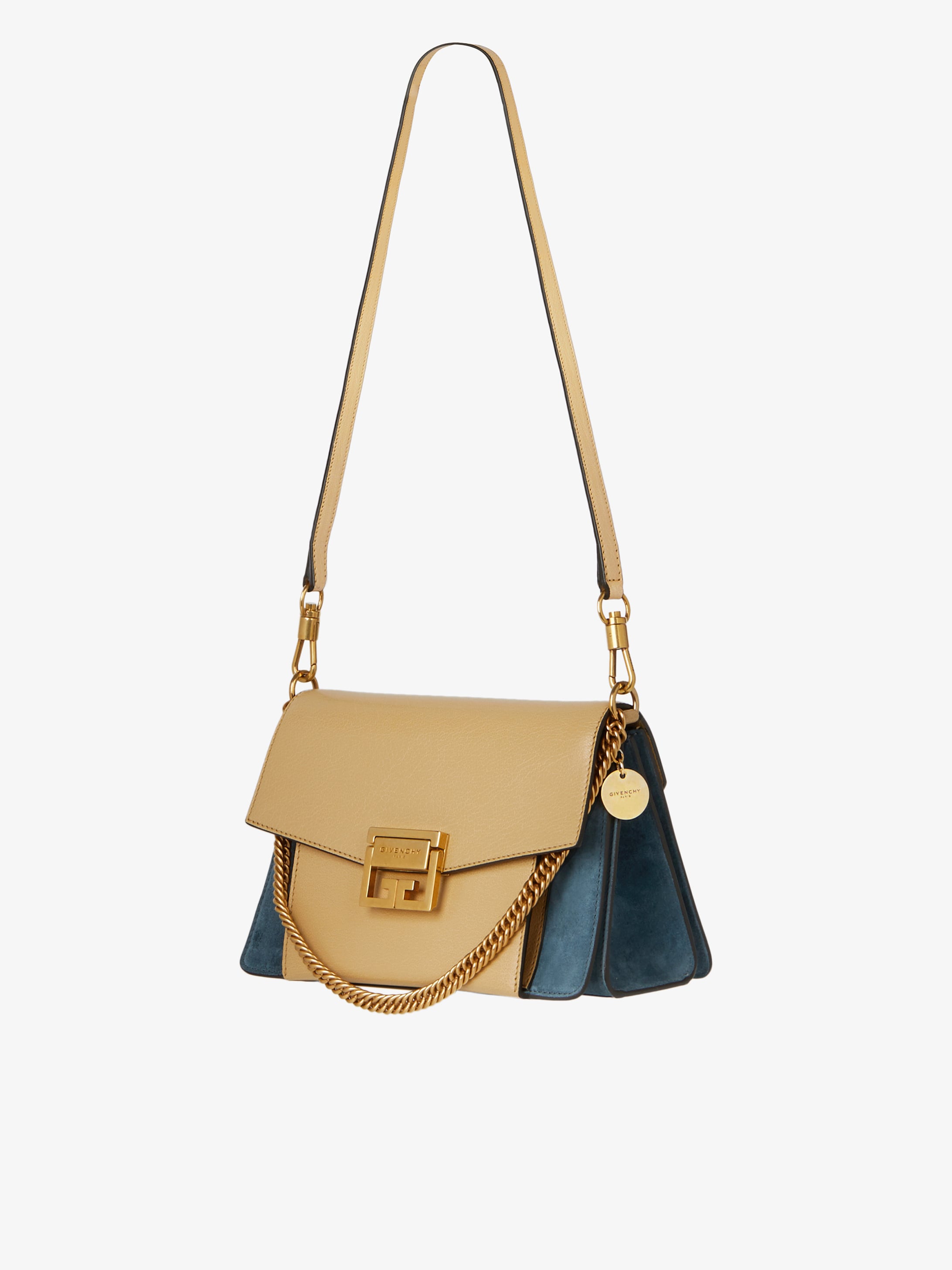 Small GV3 bag in grained leather and suede