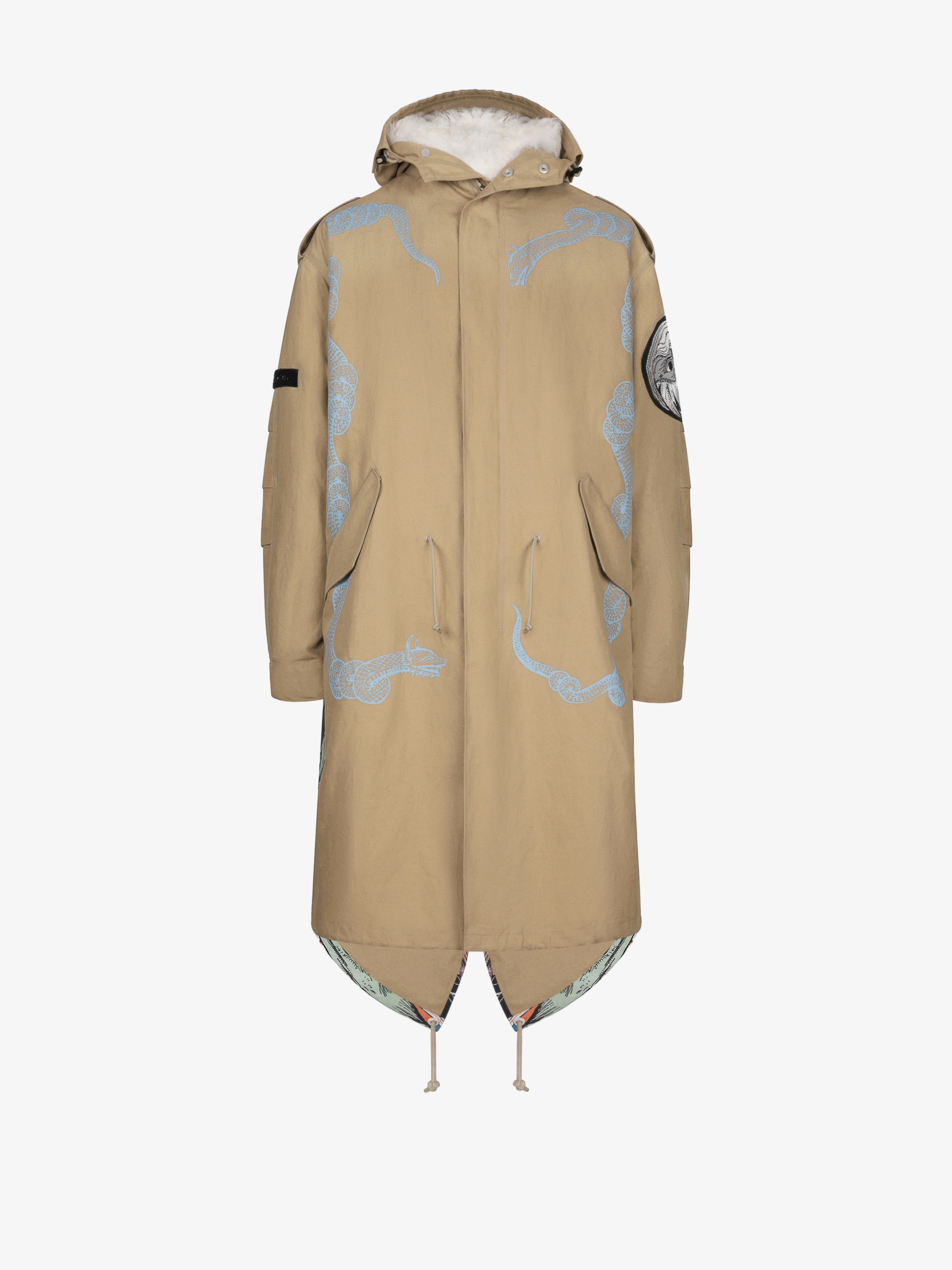 Icarus parka in gabardine with removable sheep lining
