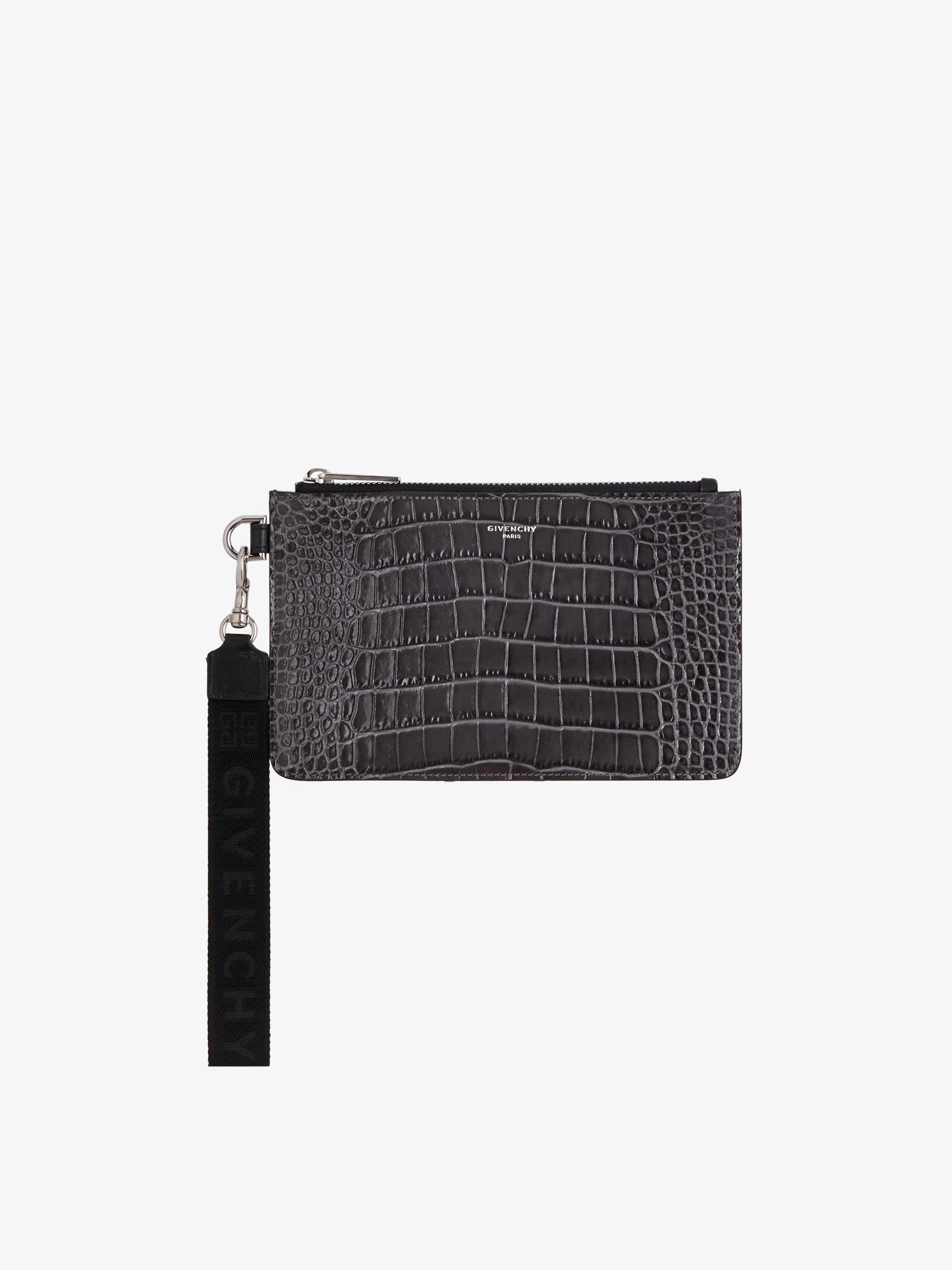 GIVENCHY 4G wrist strap mini pouch in crocodile effect leather