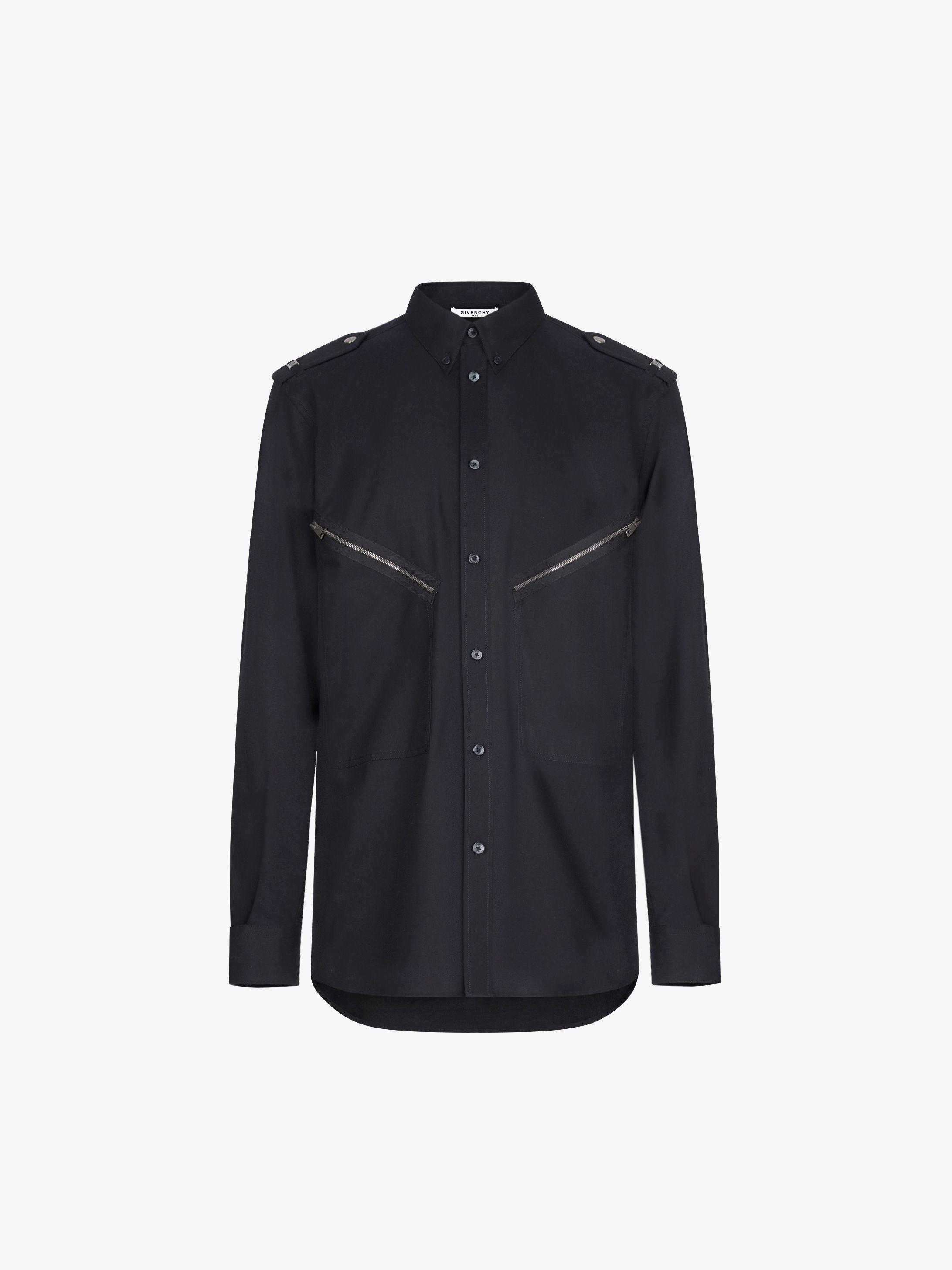 Shirt in cotton twill with metallic details
