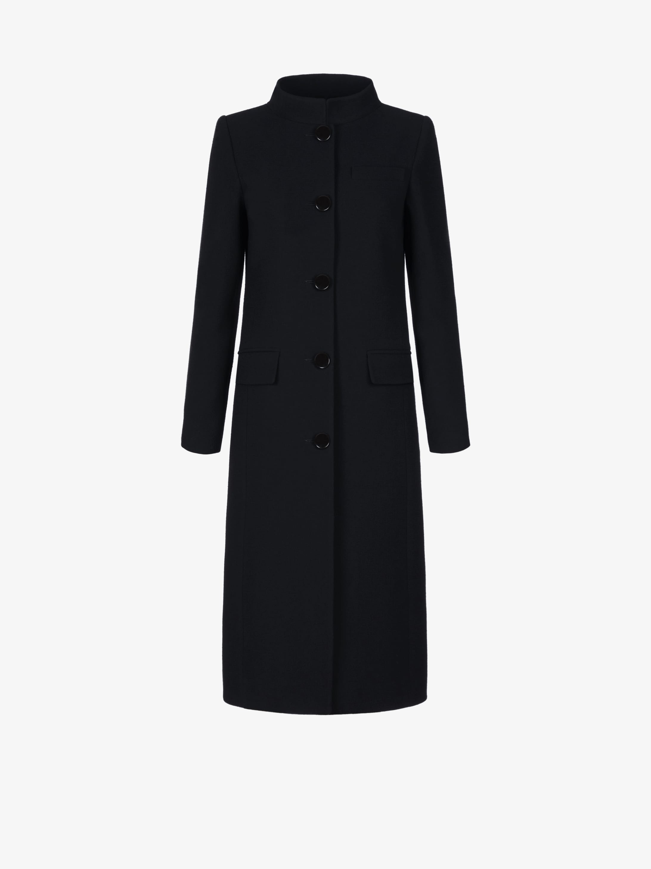 Coat in wool with mandarin collar