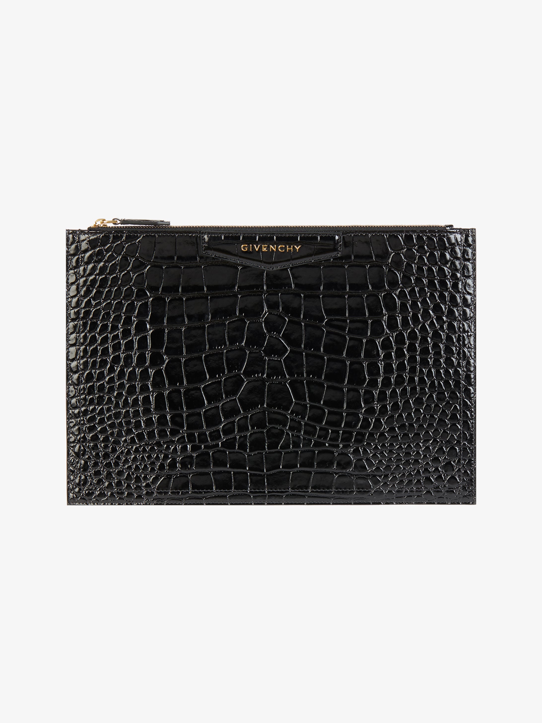 Antigona medium pouch in crocodile effect leather