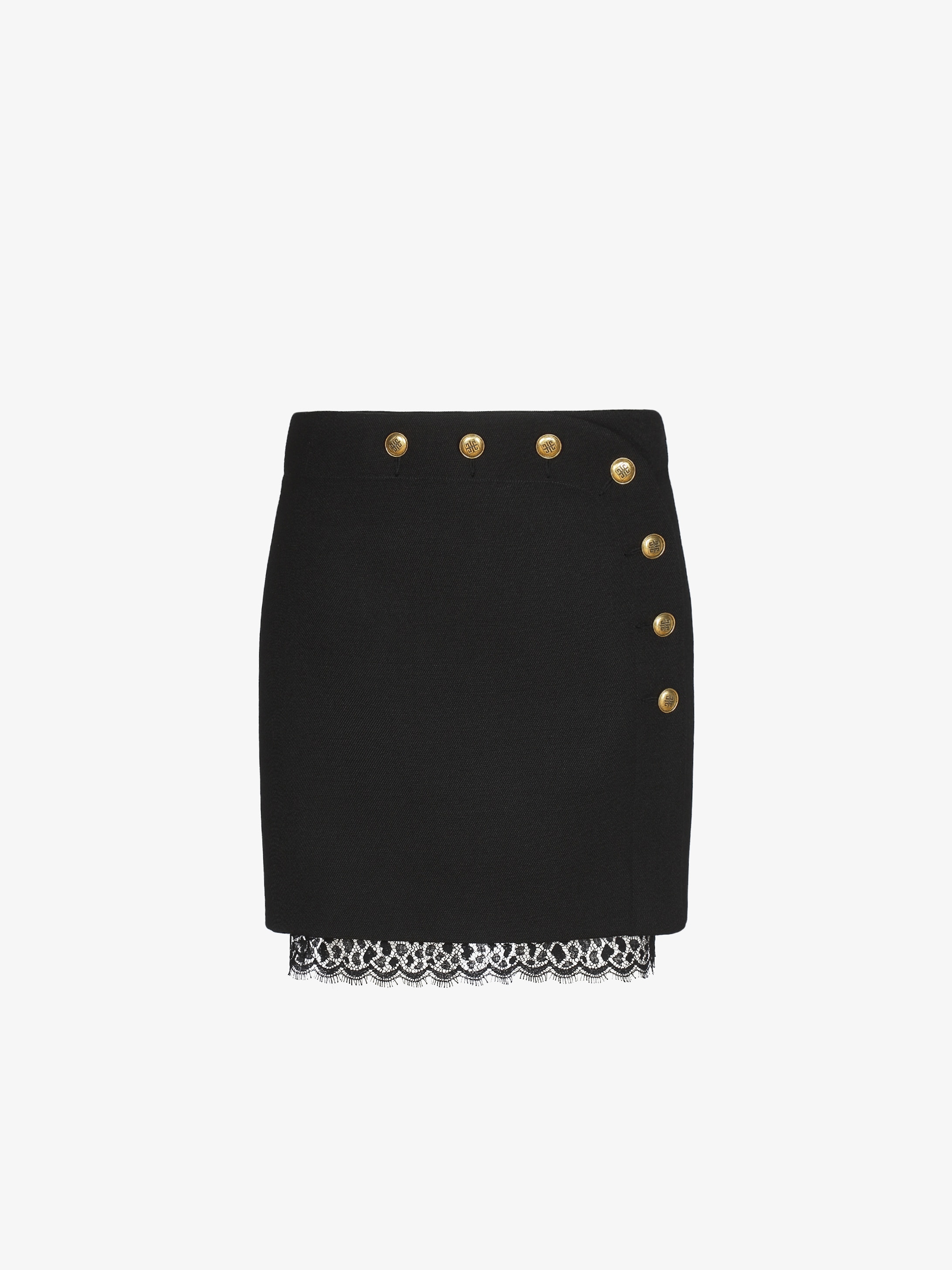 Mini skirt in wool and lace with 4G buttons