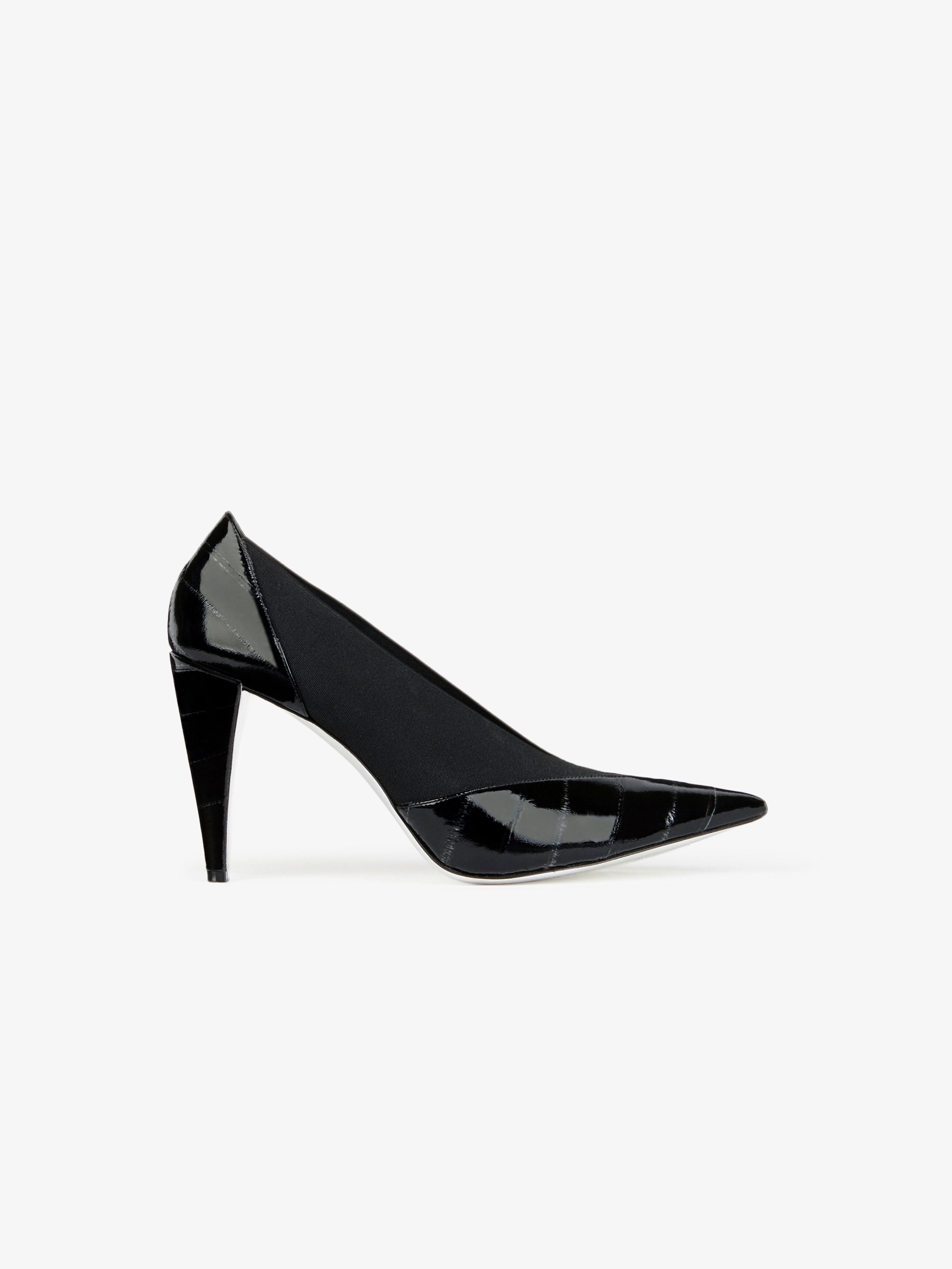 Elastic pumps in shiny eel skin