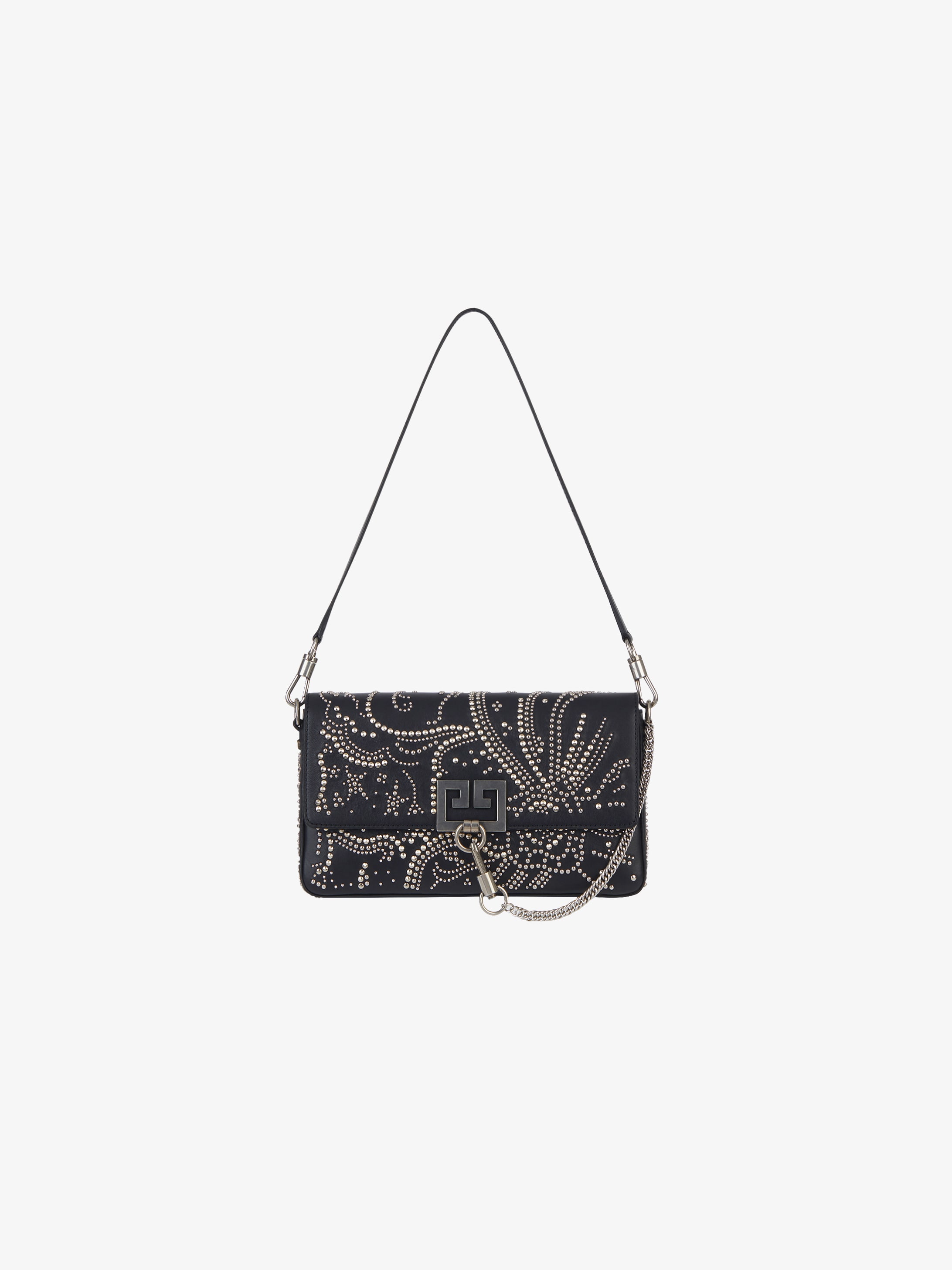 Studs floral pattern Charm bag in leather