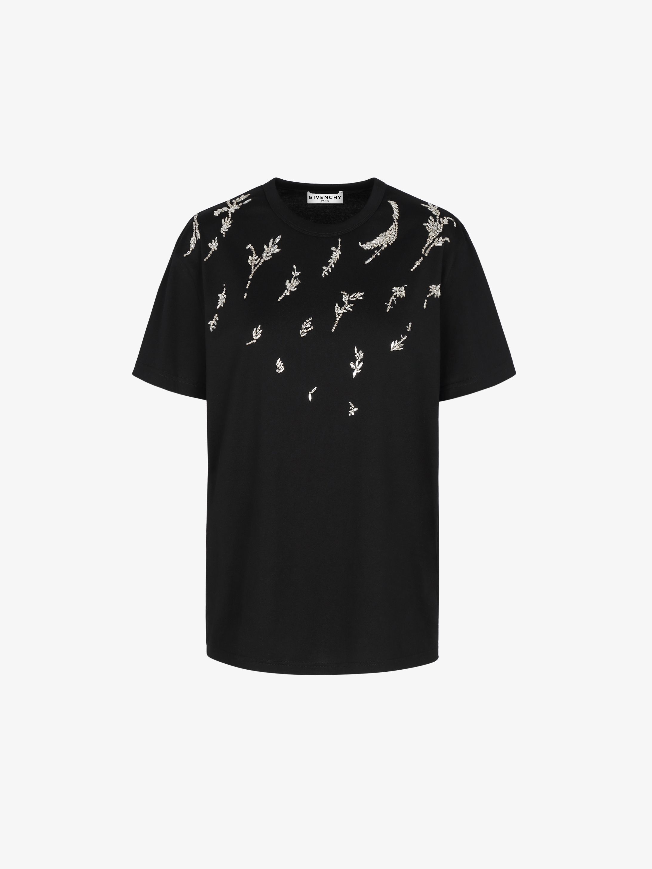 Masculine fit crystals embroidered t-shirt