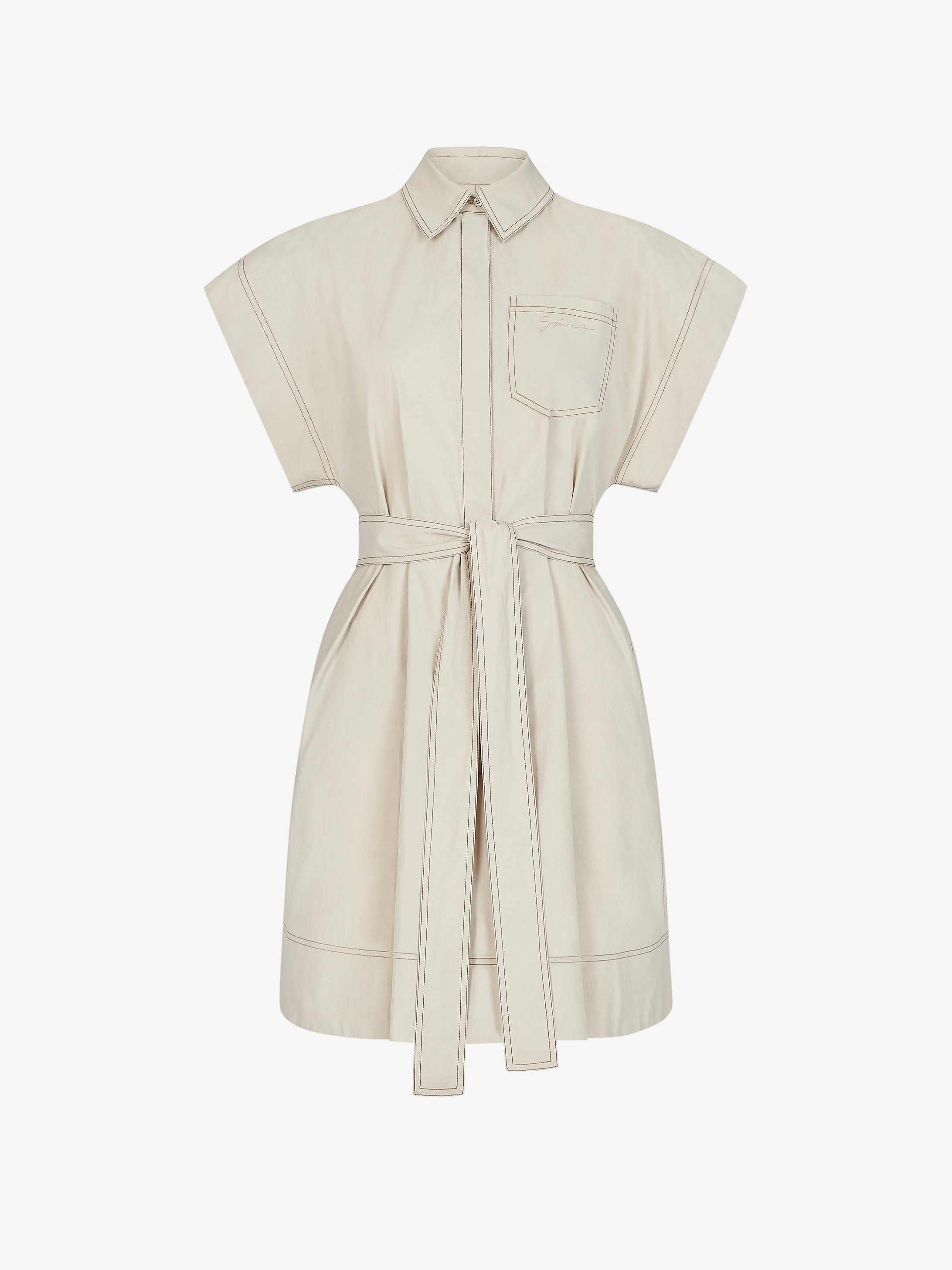 Short shirt dress with contrasting stitching