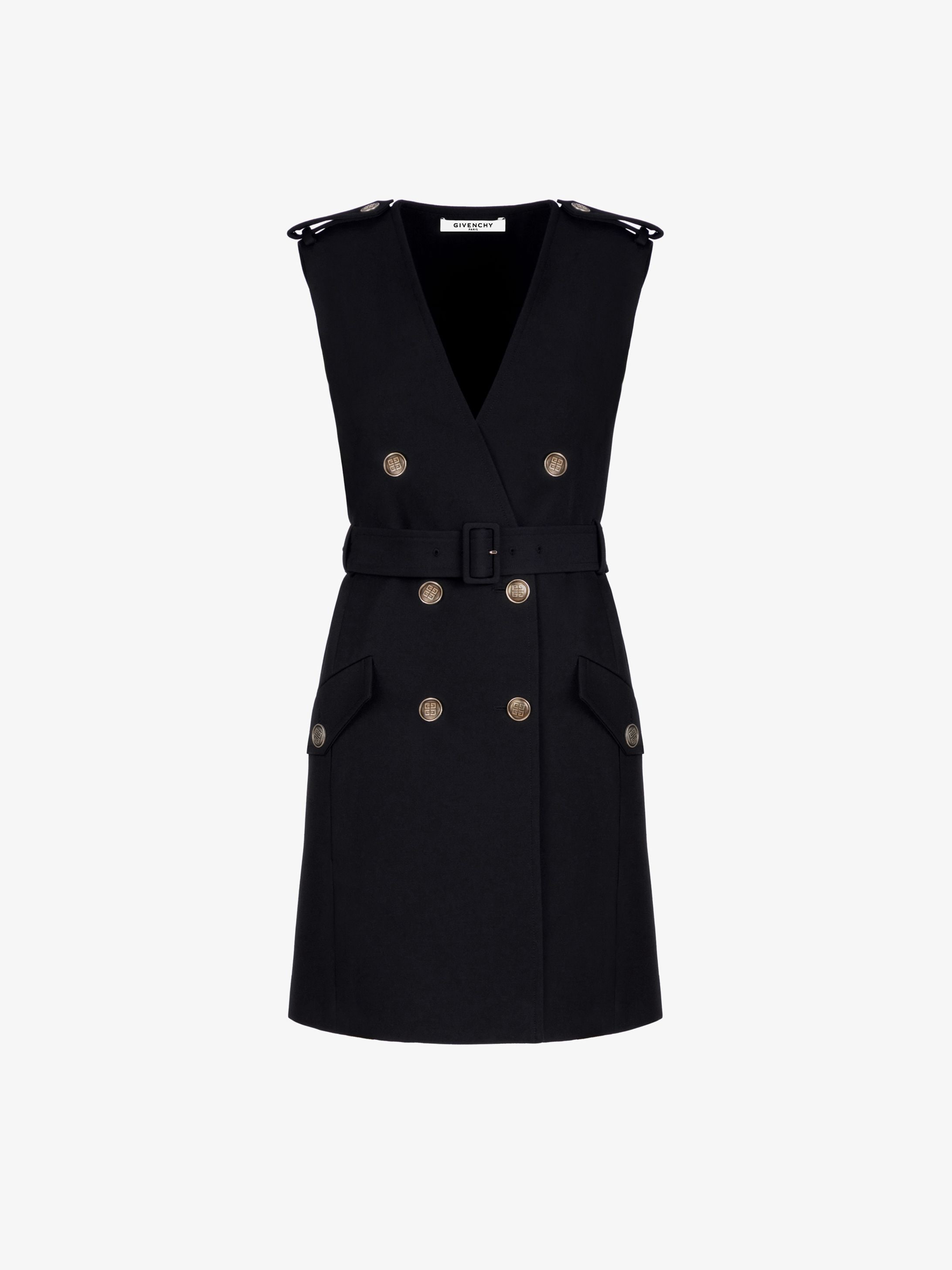 Military wrap dress with 4G buttons