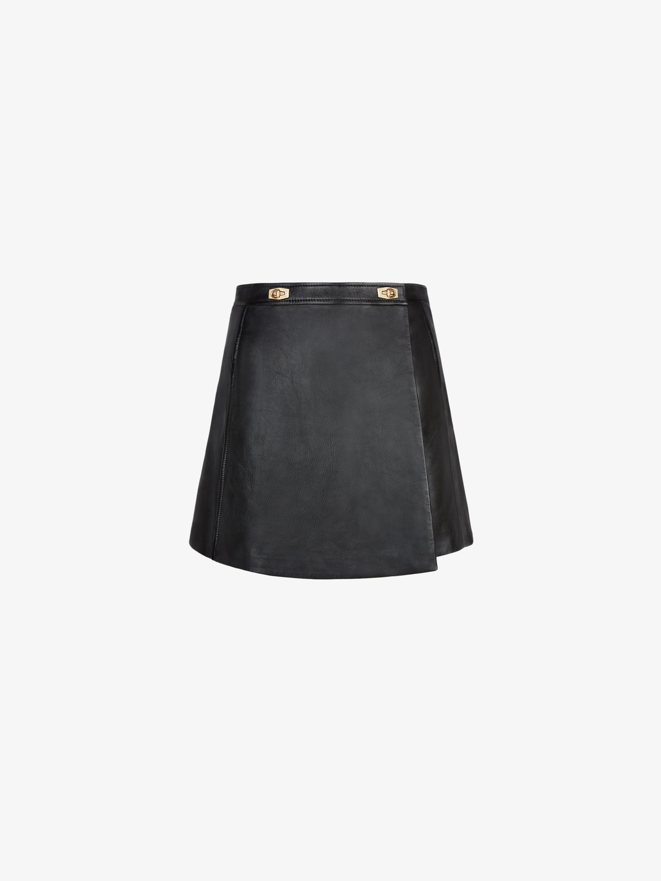 Jupe-culotte portefeuille en cuir