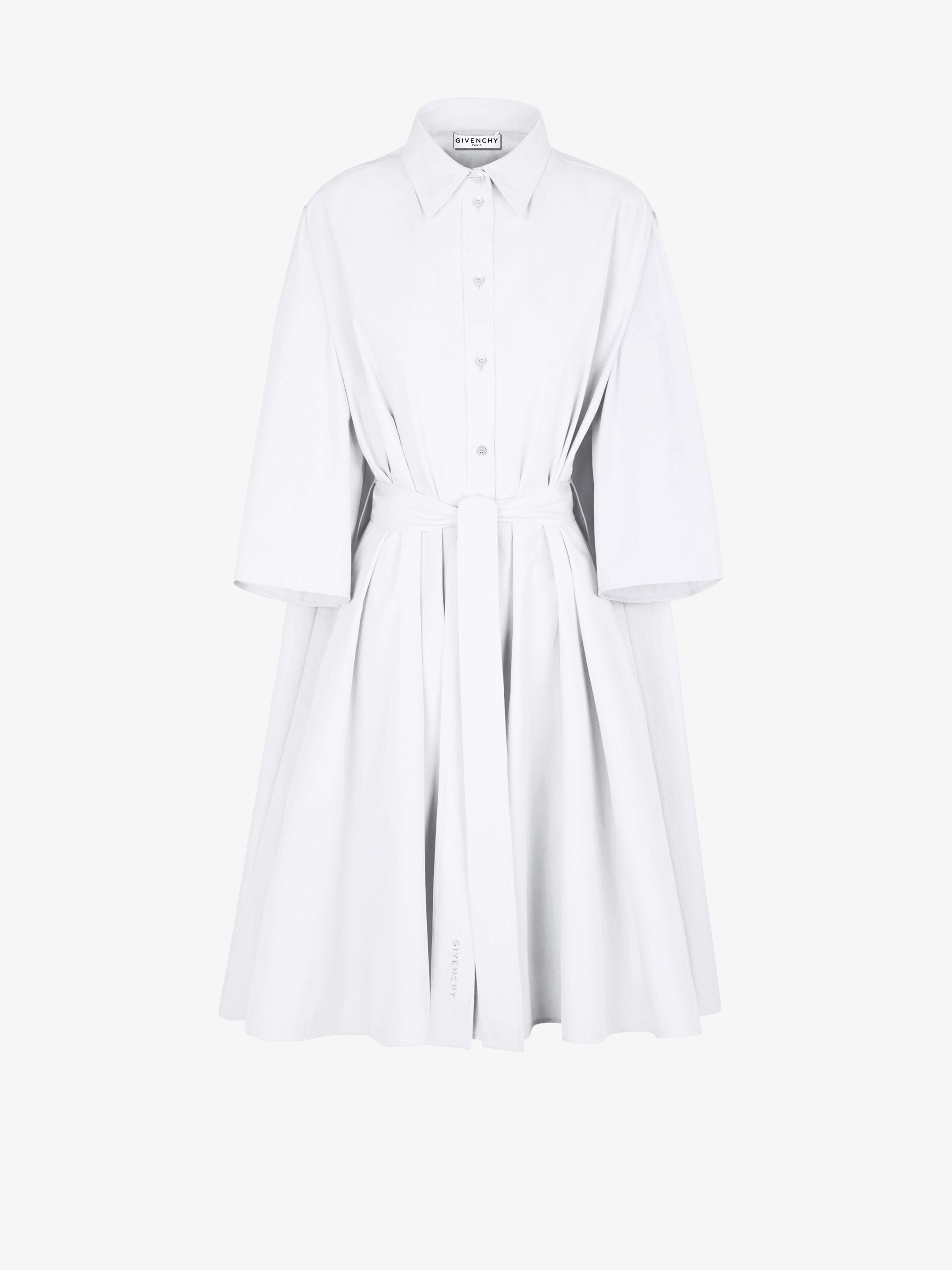 Robe-chemise ceinturée en popeline