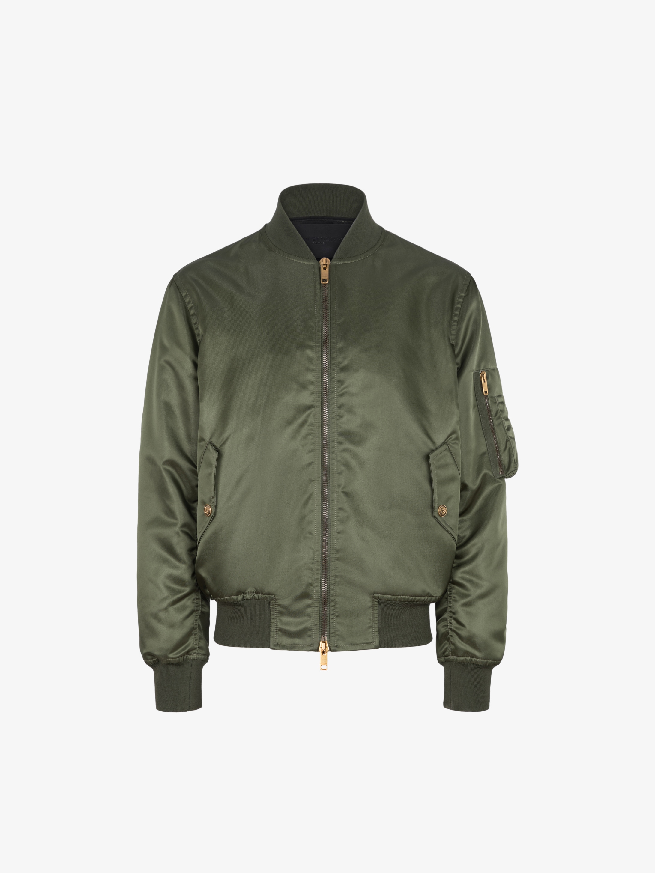 Bomber jacket in satin nylon with 4G buttons