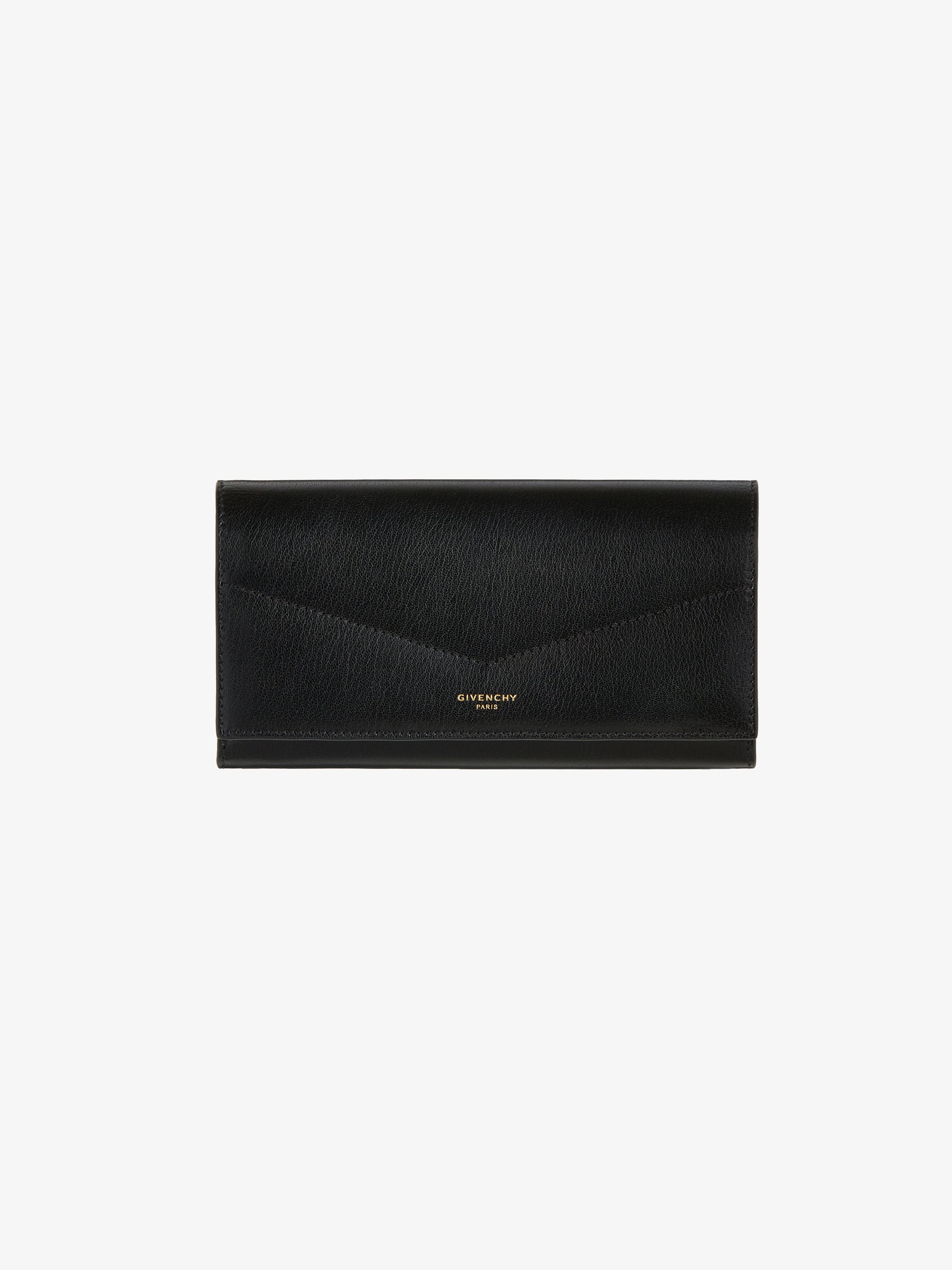 Long flap wallet in leather
