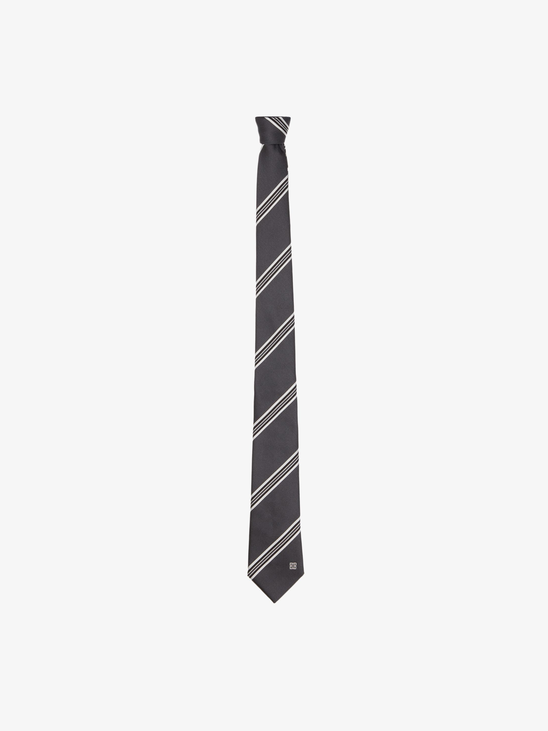 GIVENCHY striped tie in silk with 4G emblem