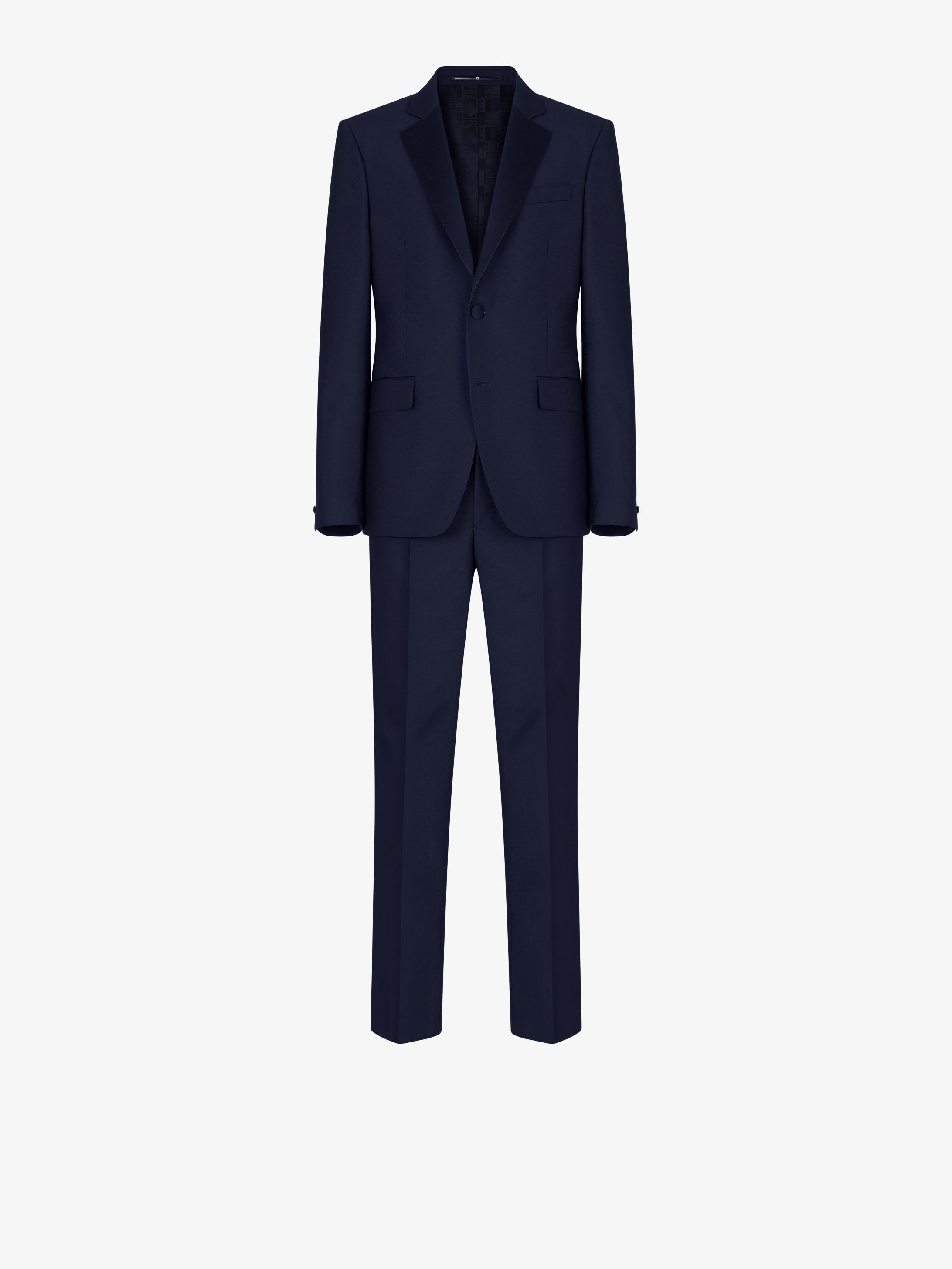 Slim fit tuxedo in wool and mohair with satin collar