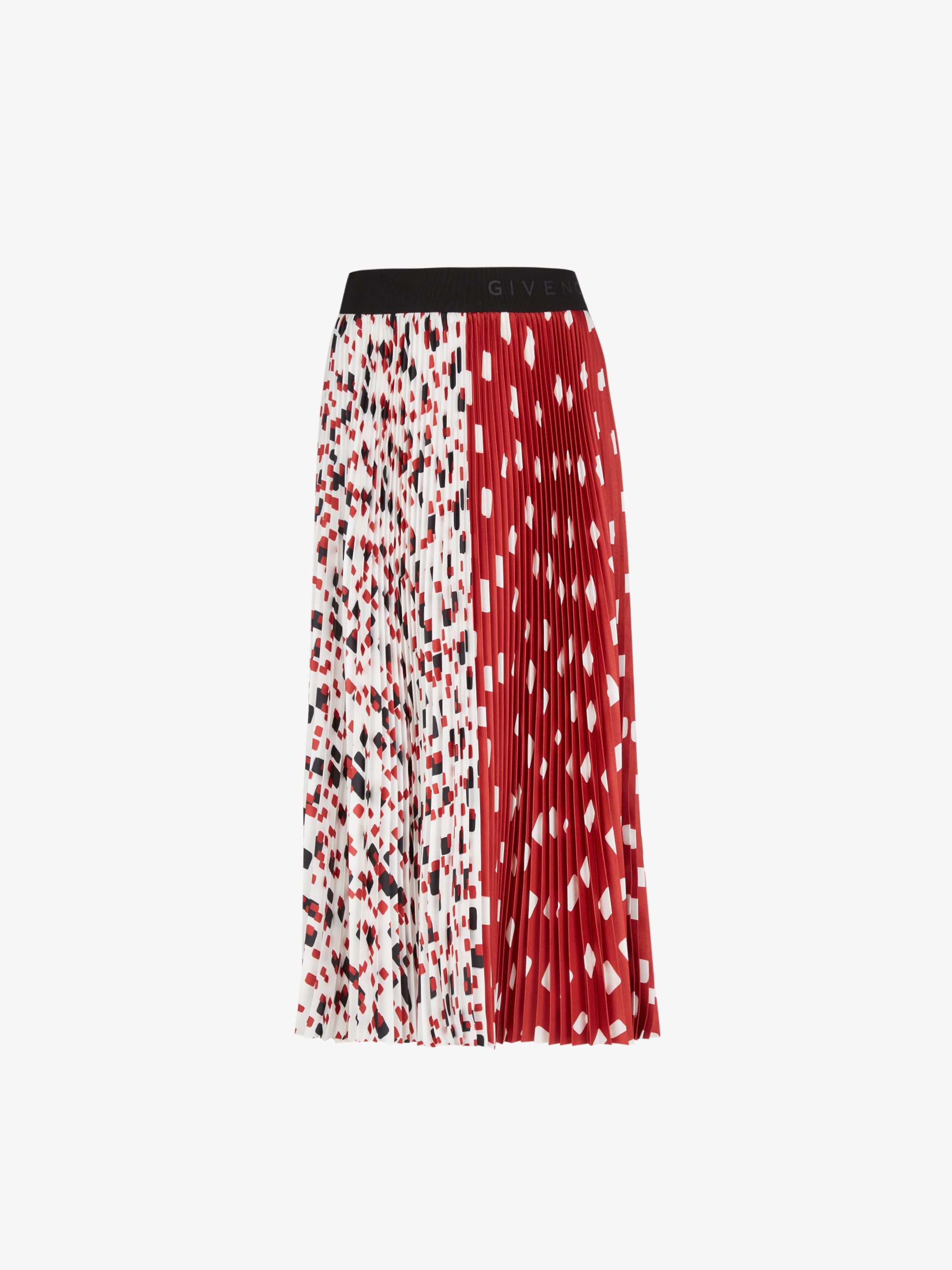 Two tone pleated skirt with geometrical print