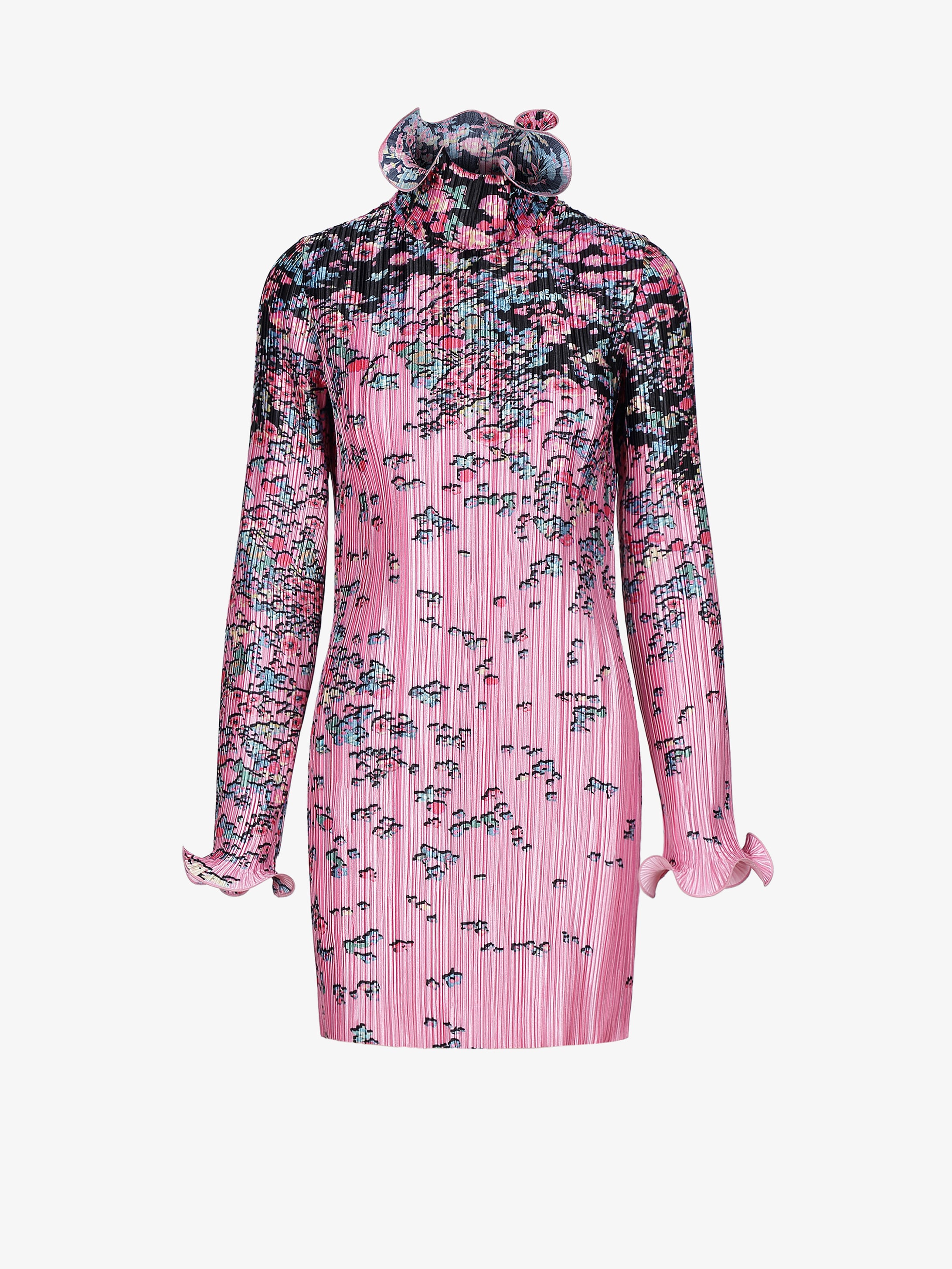 Pleated dress with floral print