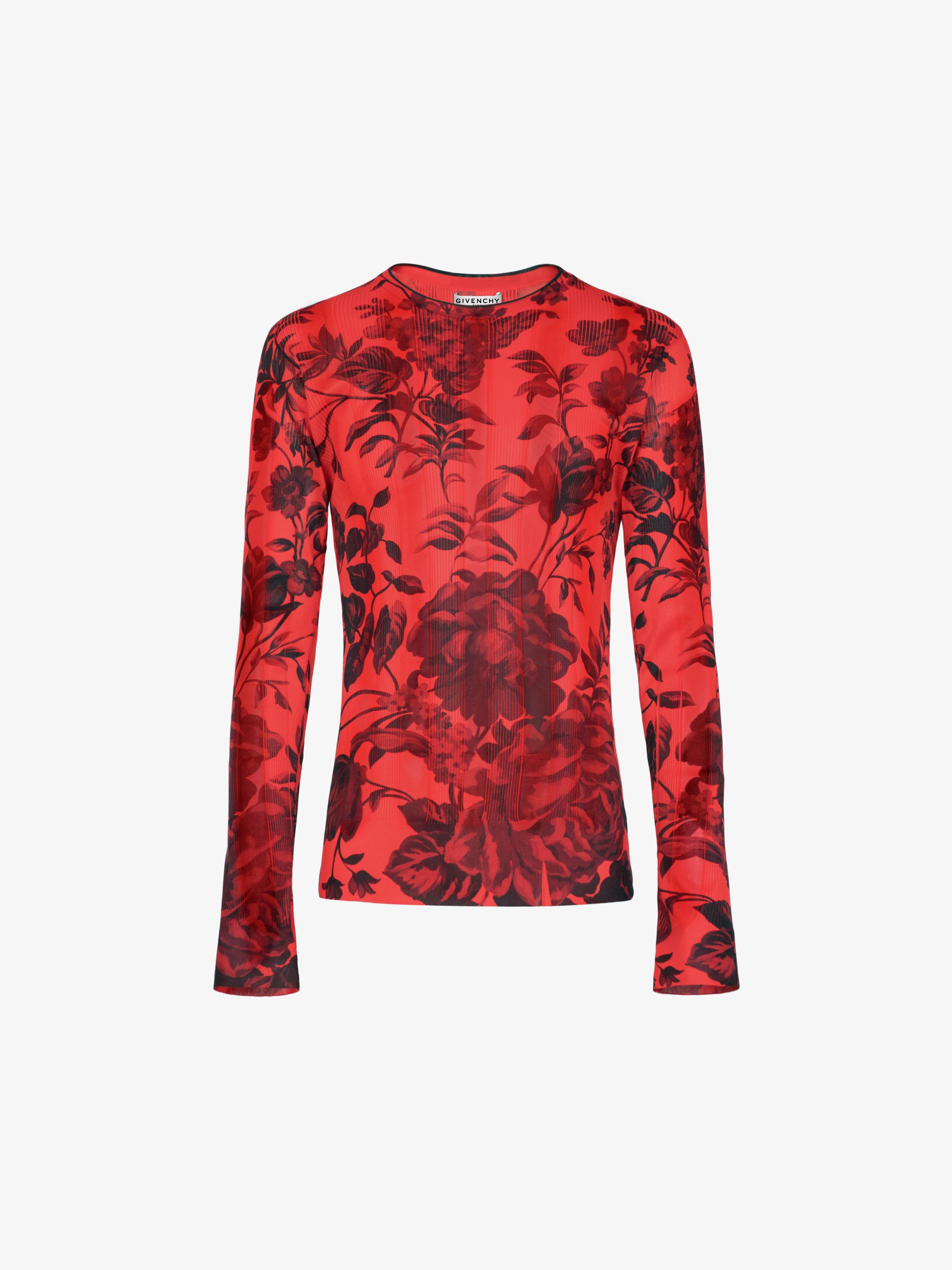 Floral printed ribbed sweater