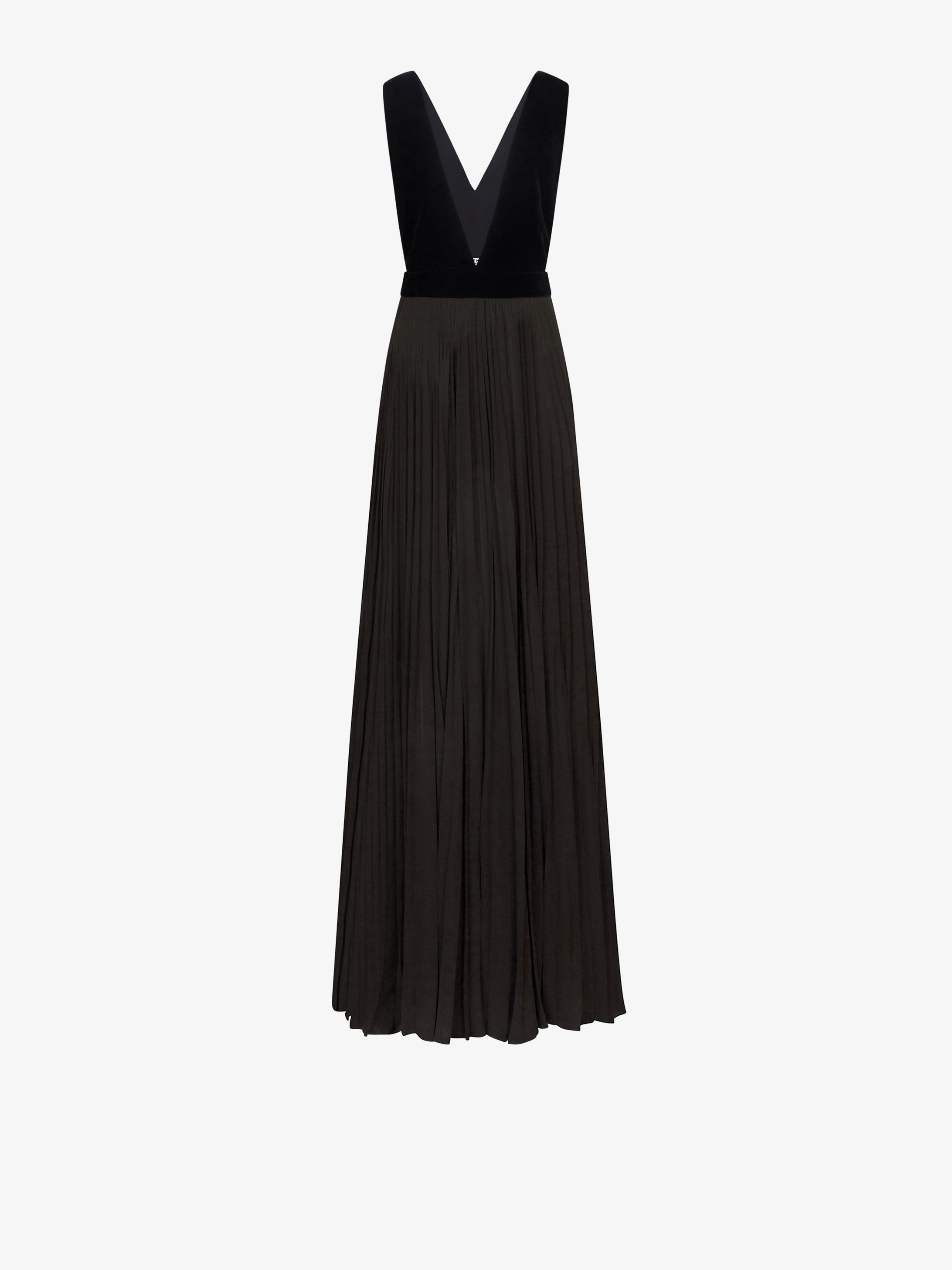 Robe du soir plissée à décolleté plongeant