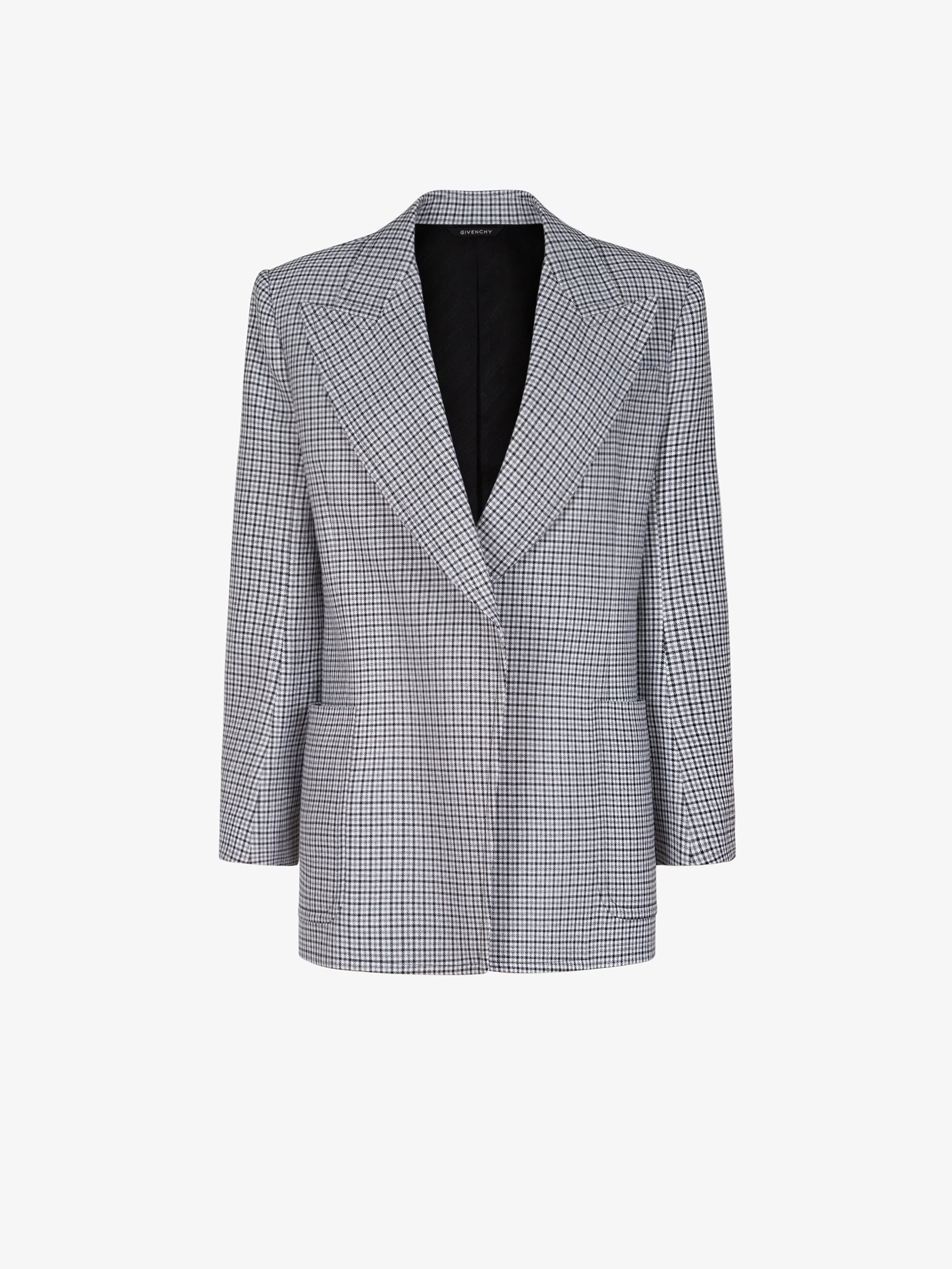 Double breasted jacket in houndstooth wool