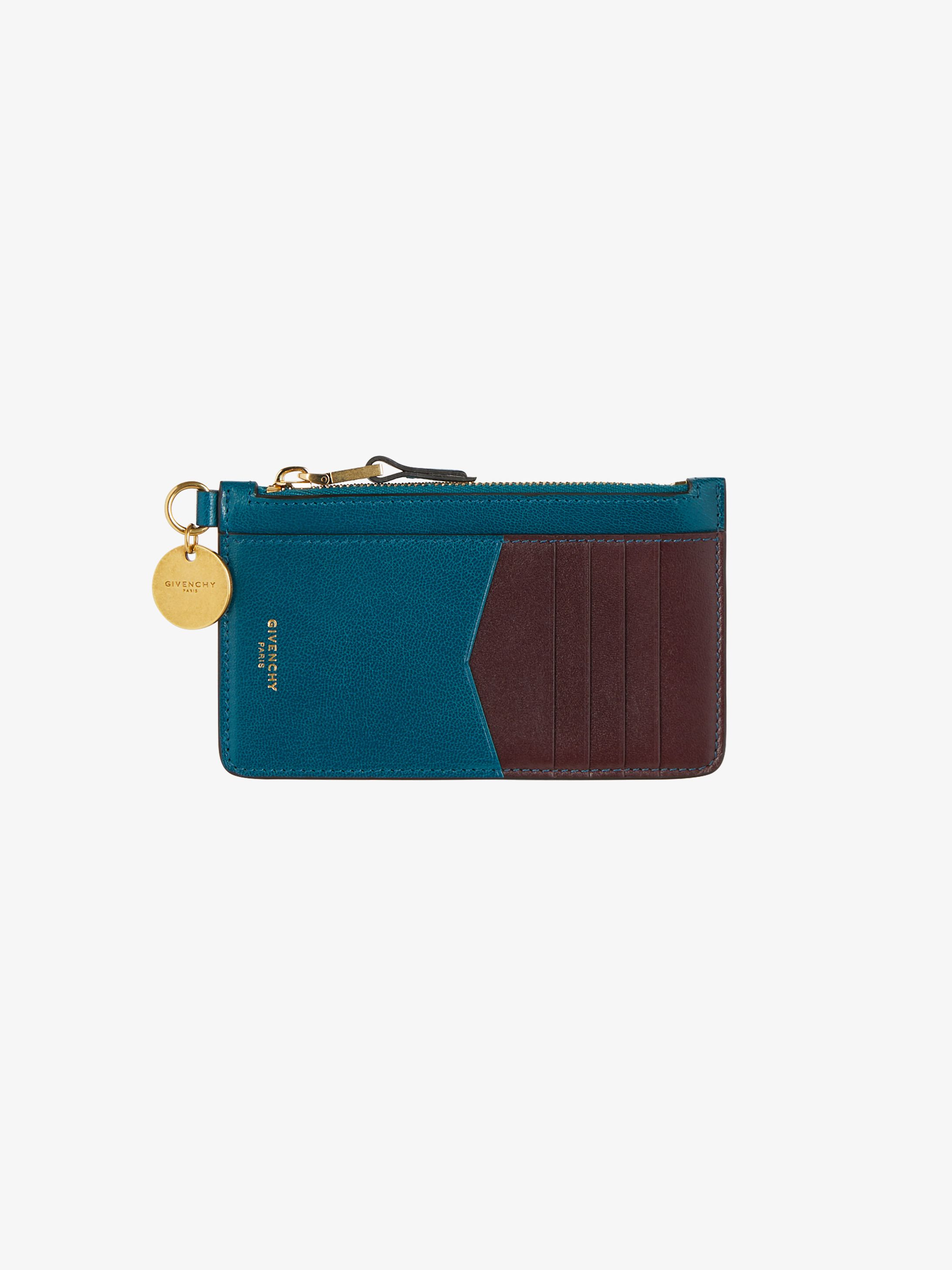 Porte-cartes zippé GV3 en cuir bicolore