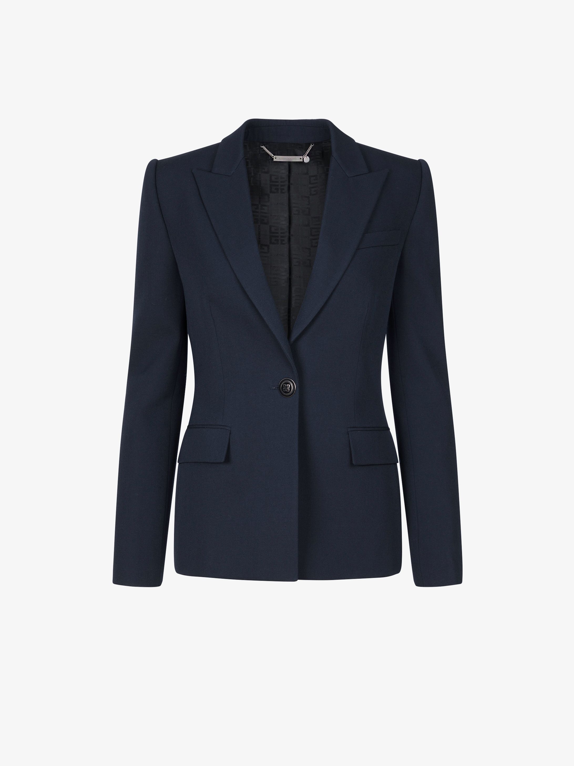 Slim fit jacket in grain de poudre with 4G buttons