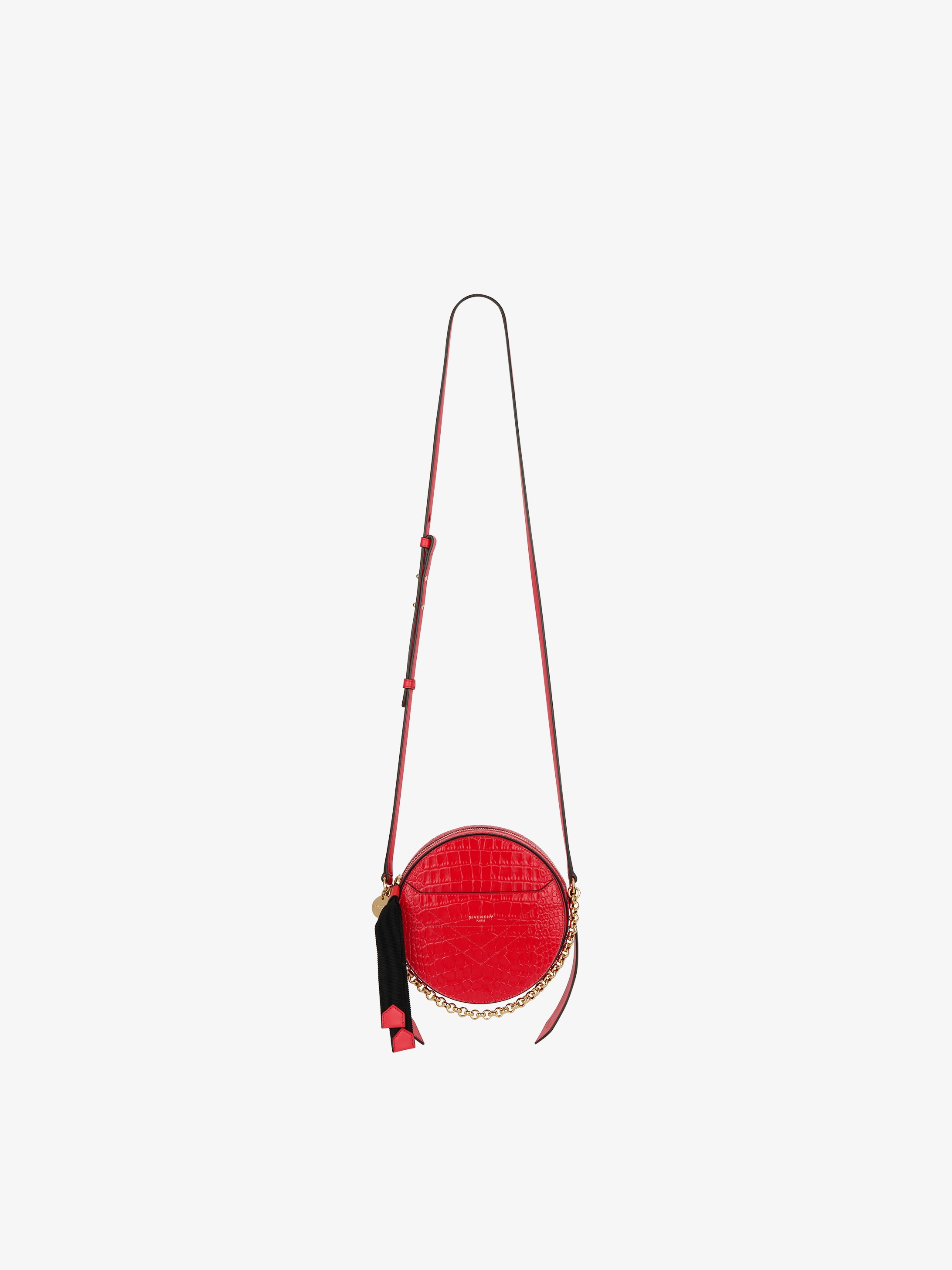 Eden round bag in crocodile effect leather