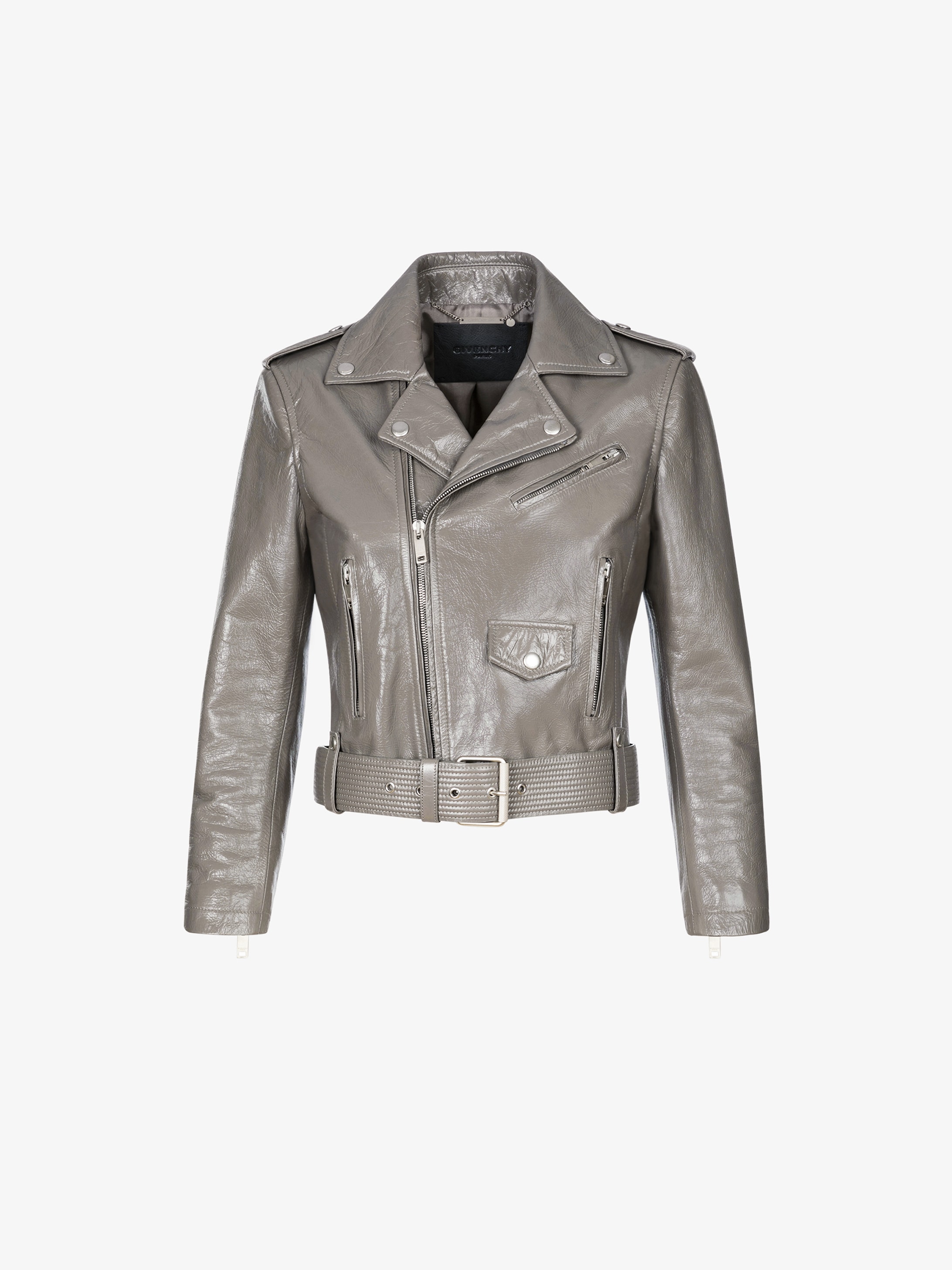 Biker jacket in vintage leather with belt