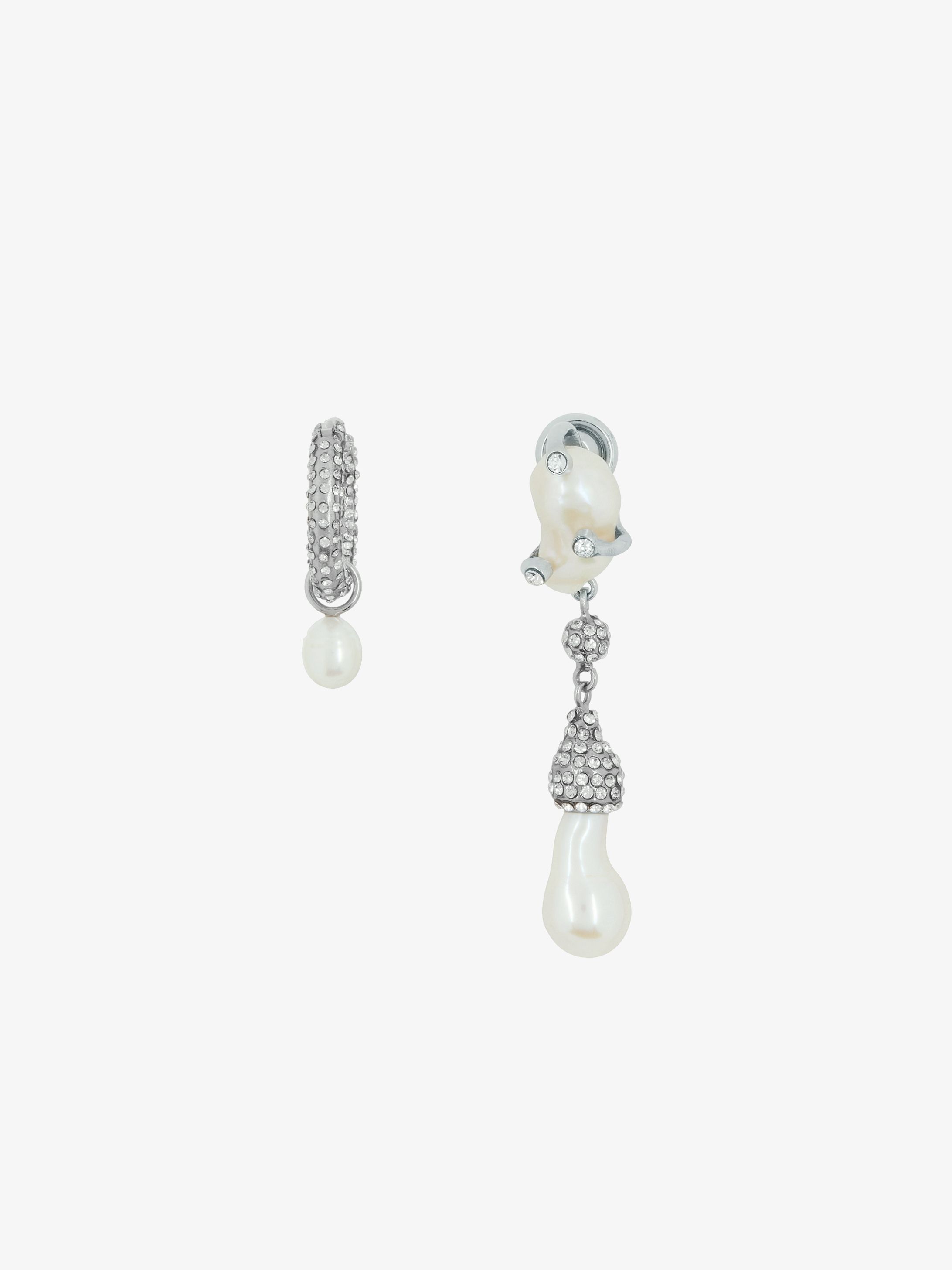 Midnight Pearl asymmetrical earrings