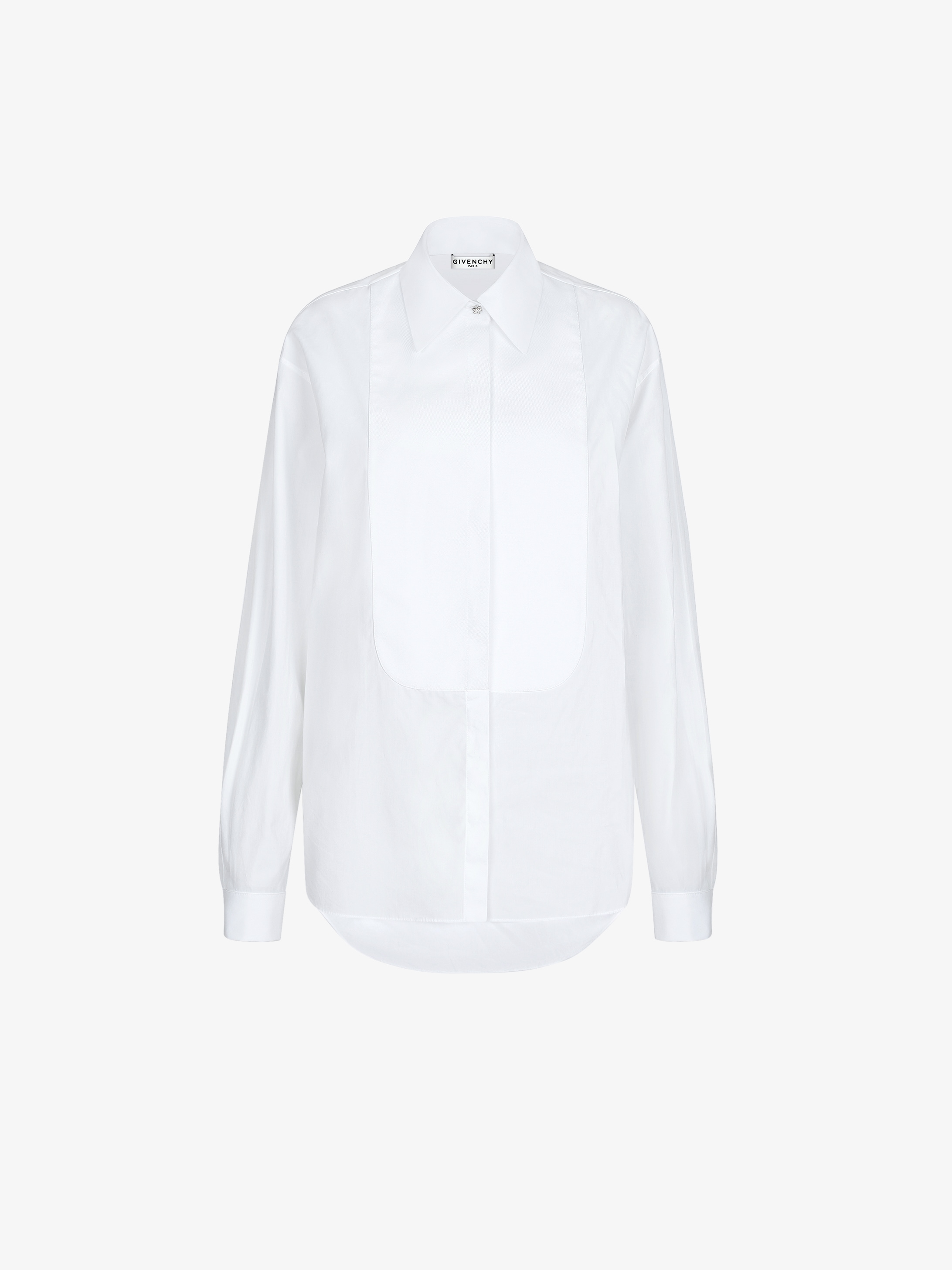 Shirt in poplin with plastron and jewels buttons