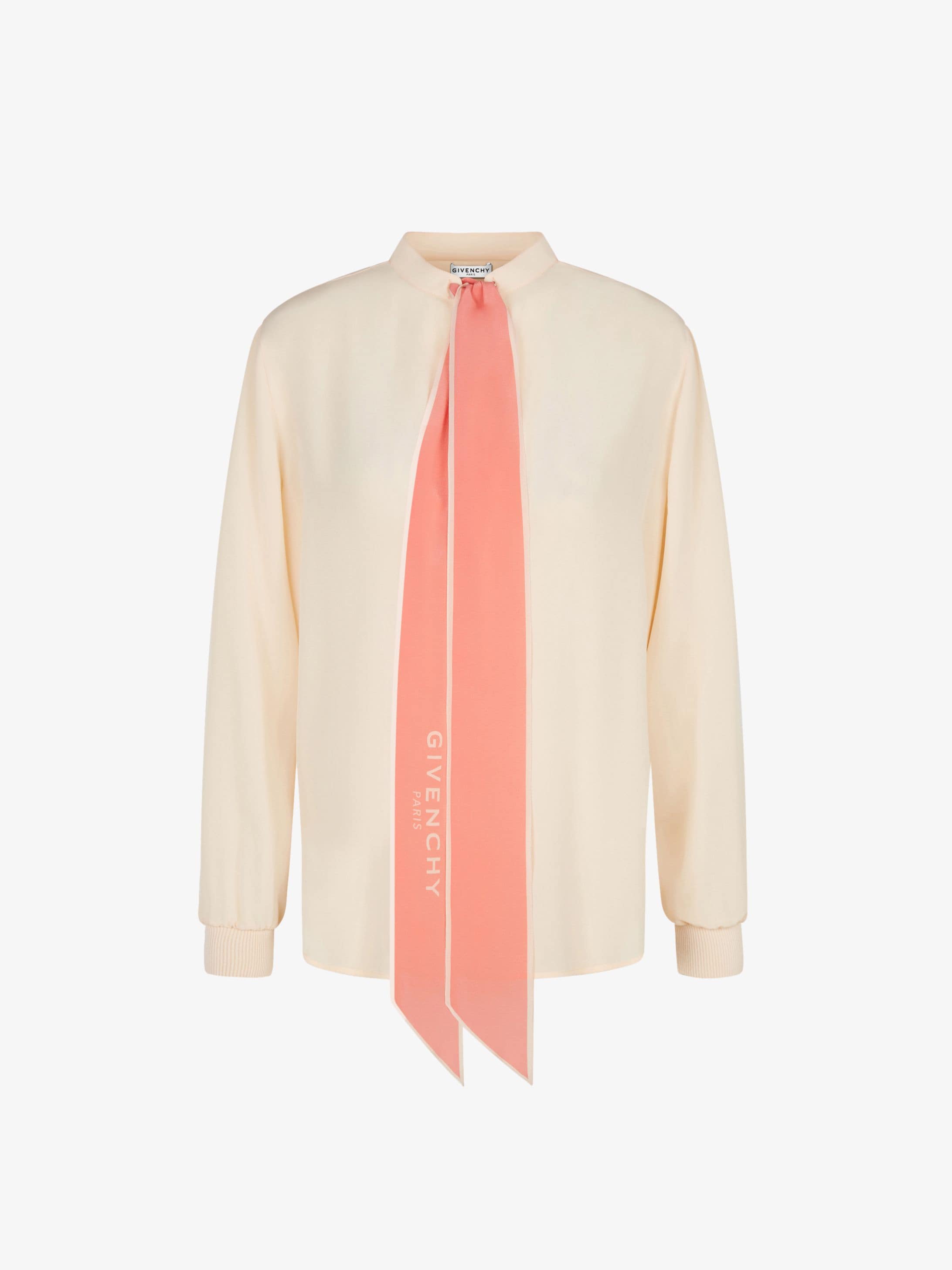Blouse in silk with scarf collar