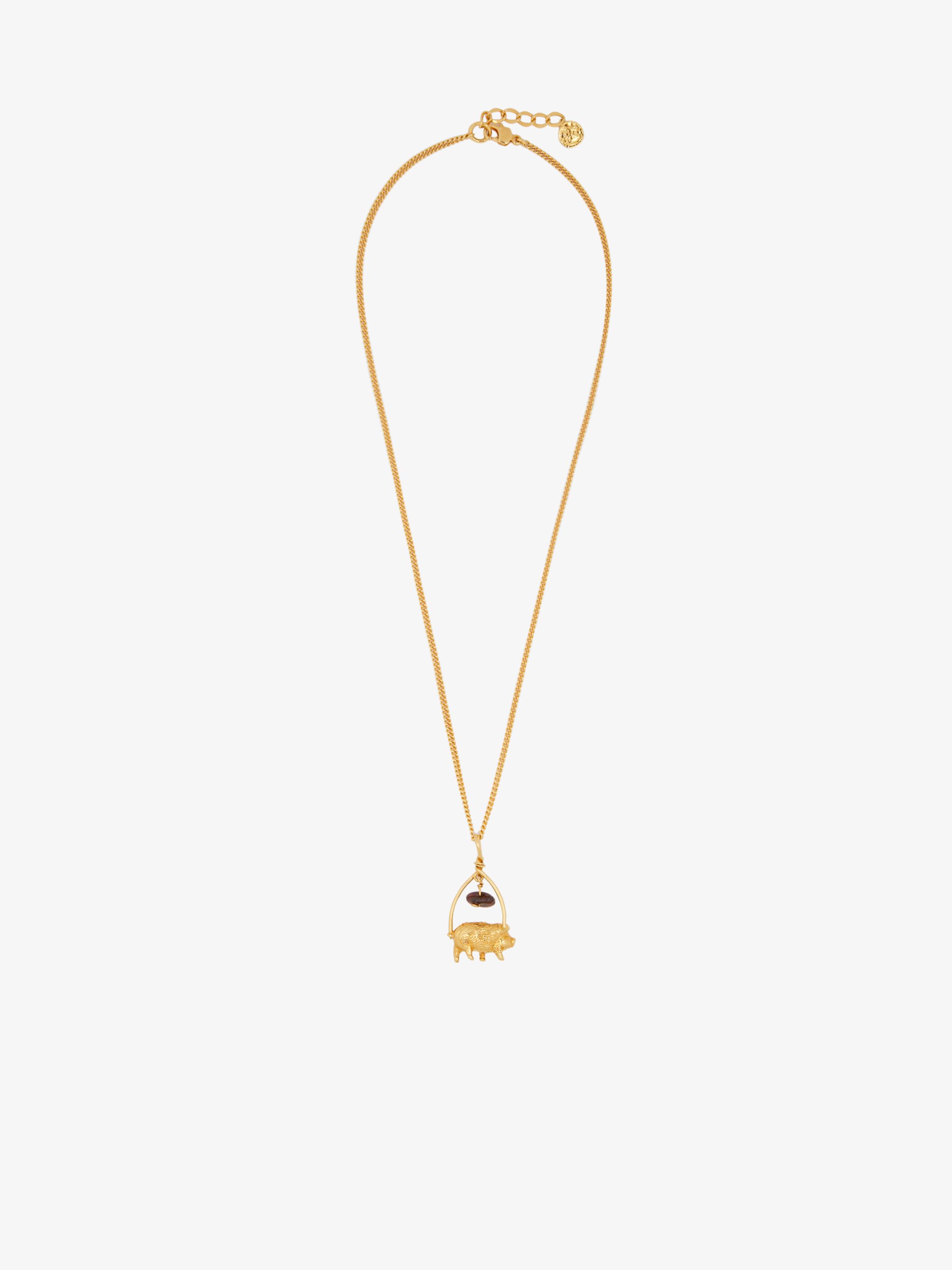 Pig zodiac sign necklace