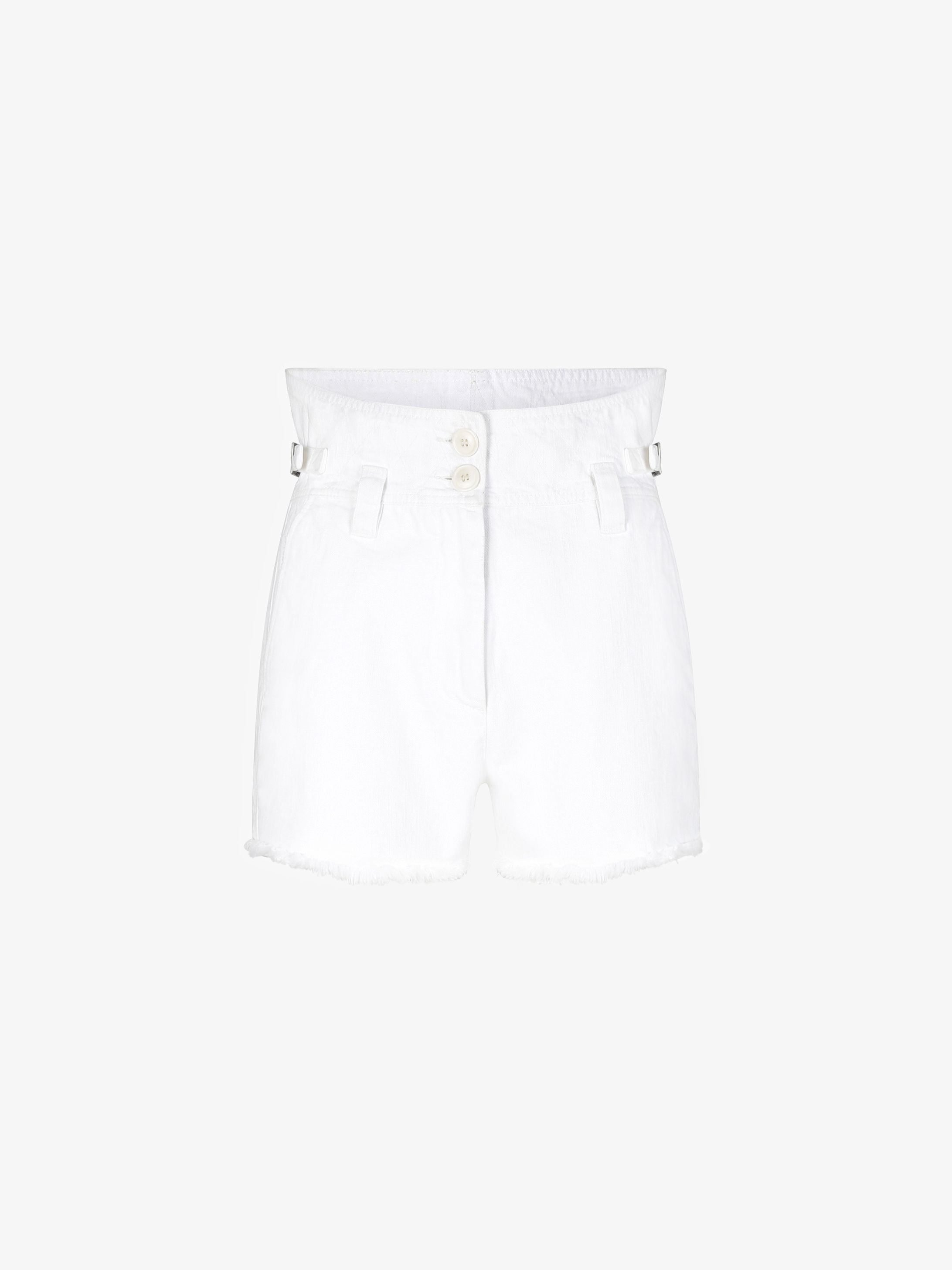 Metallic details high waisted denim short