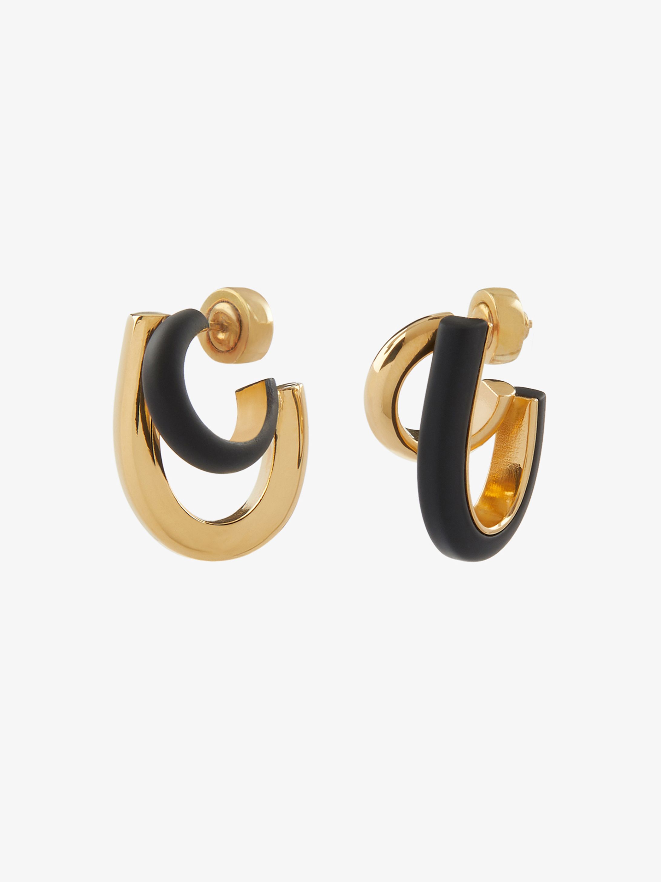 Twist asymmetrical earrings in bronze and enamel