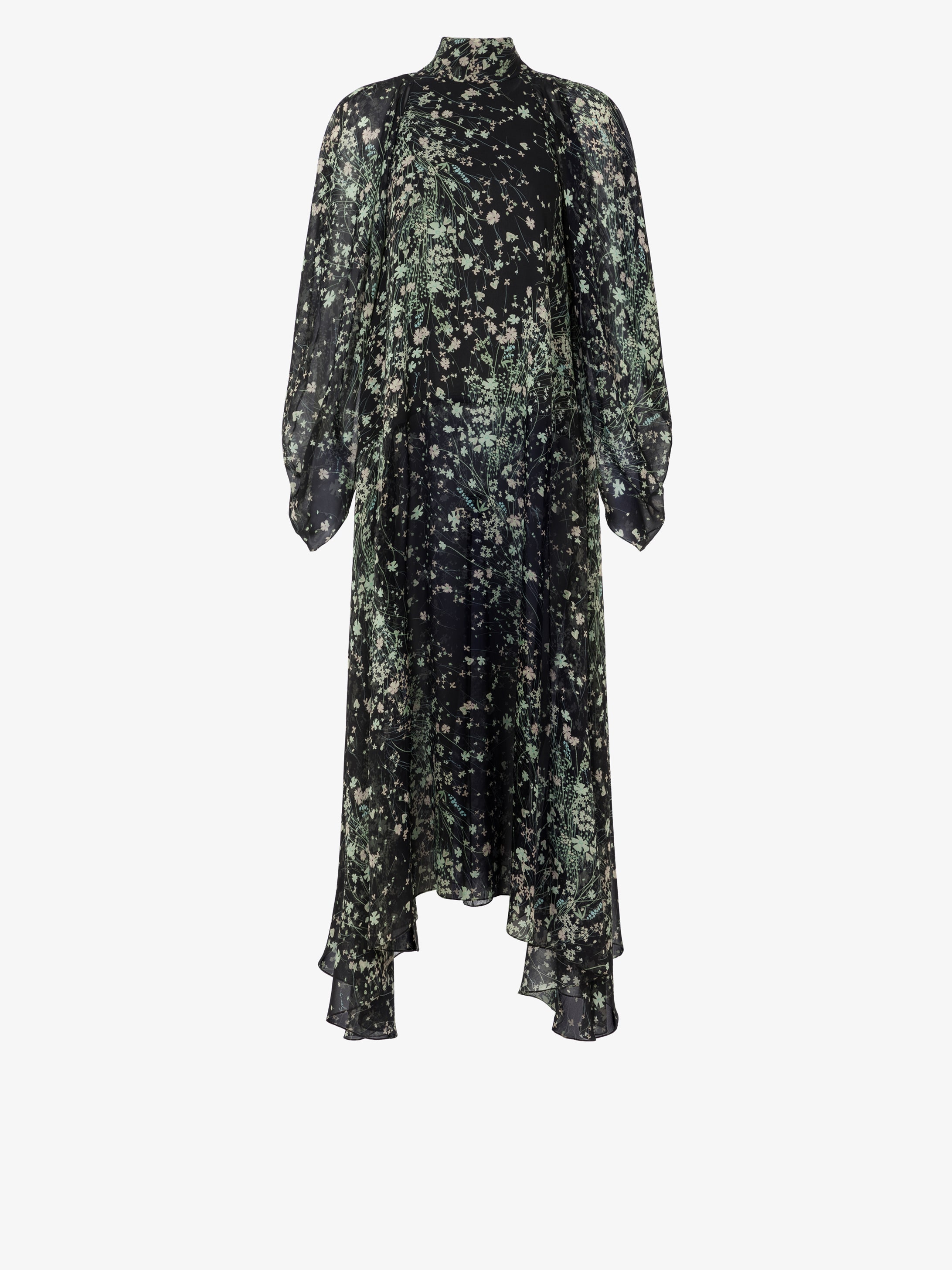 Robe longue en soie à imprimé floral