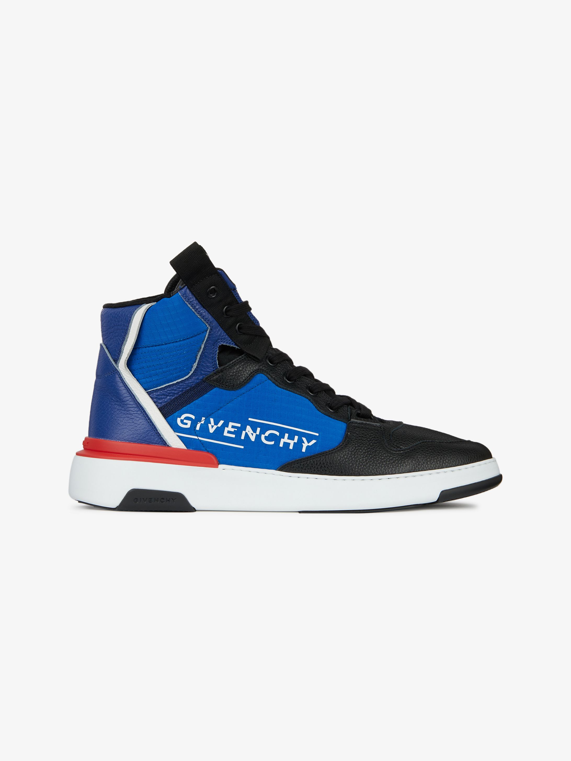 WING high sneakers in nylon and leather