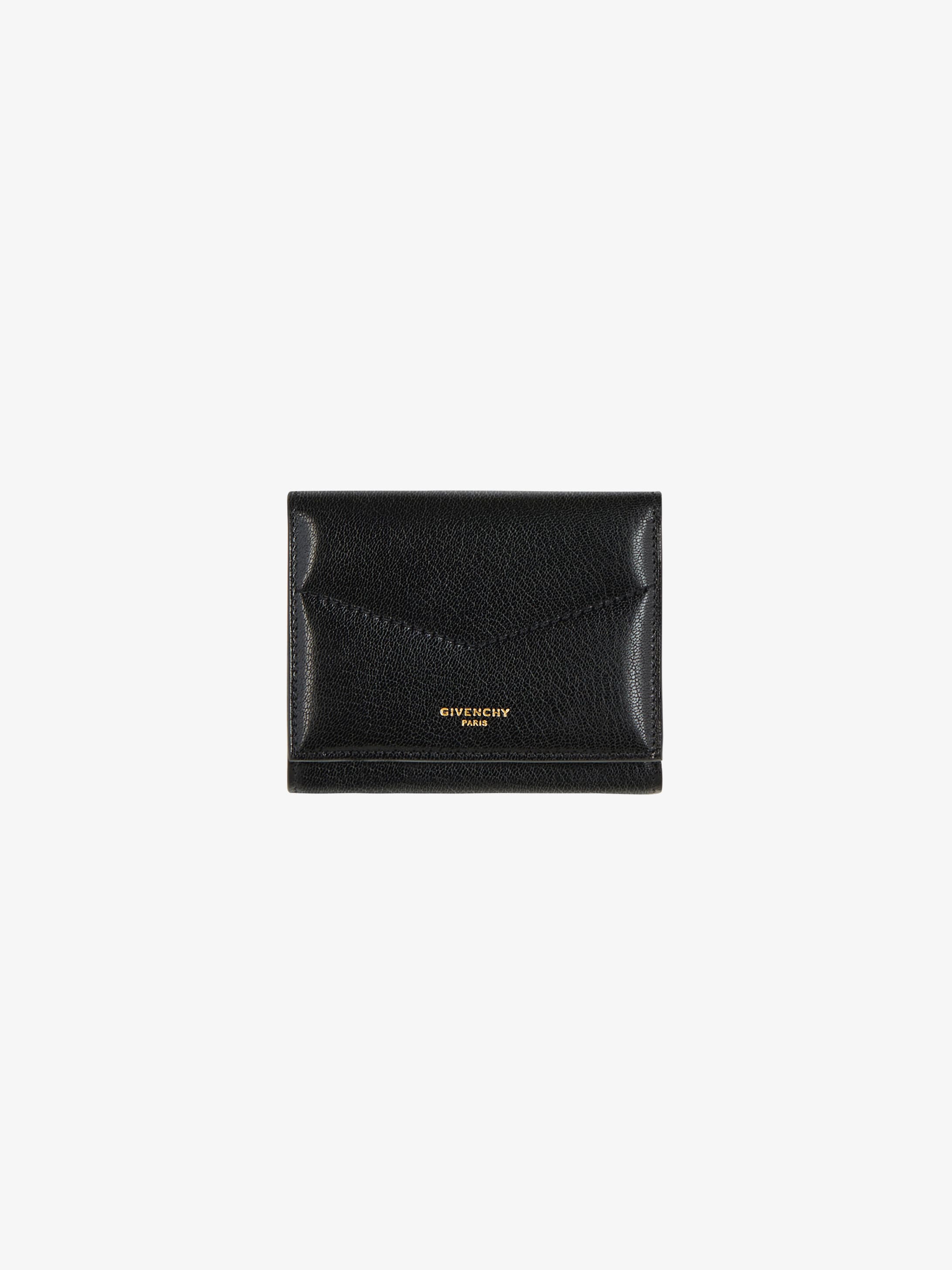 Edge tri-fold wallet in two tone leather