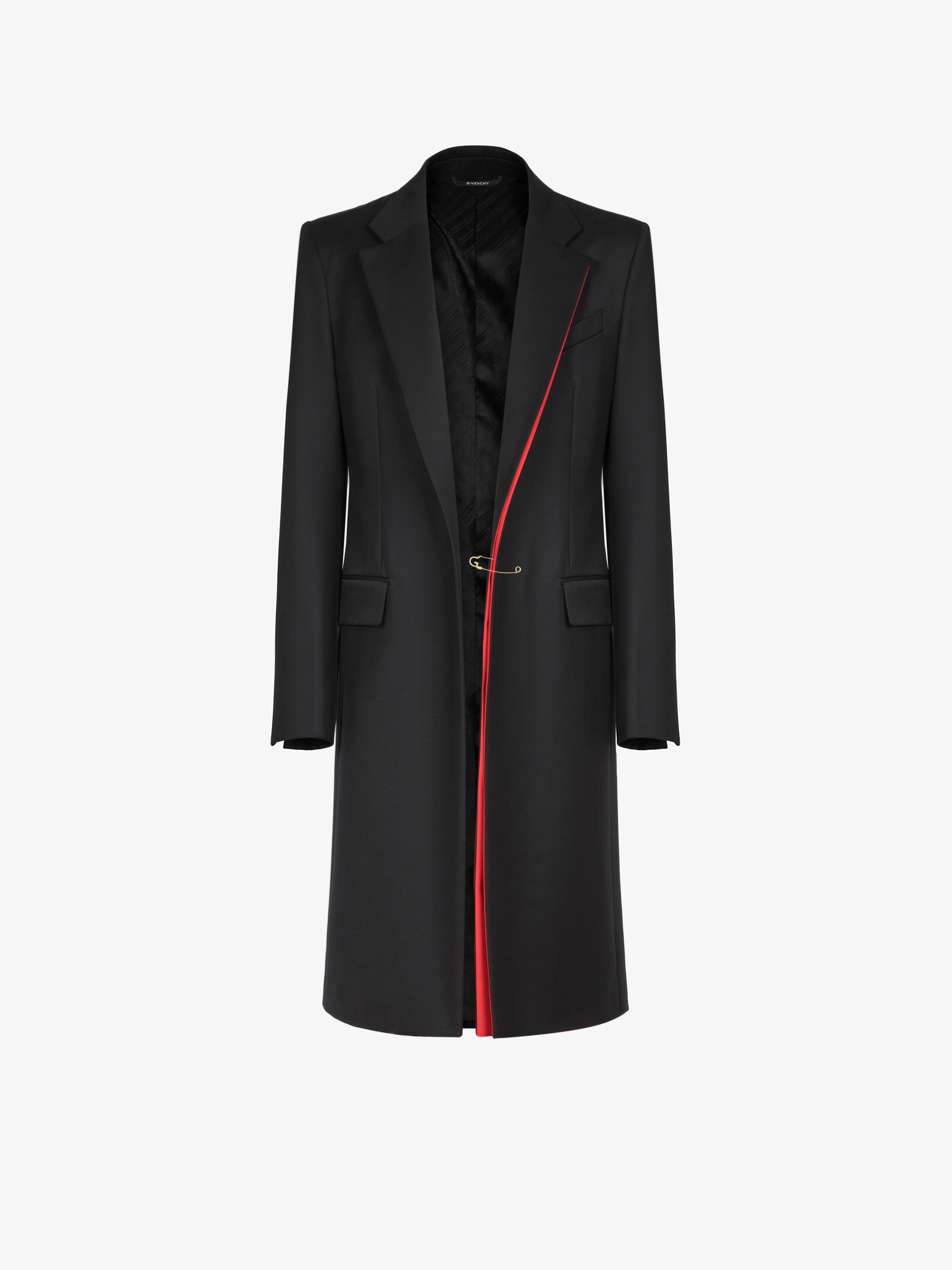 Manteau en laine à détails contrastés