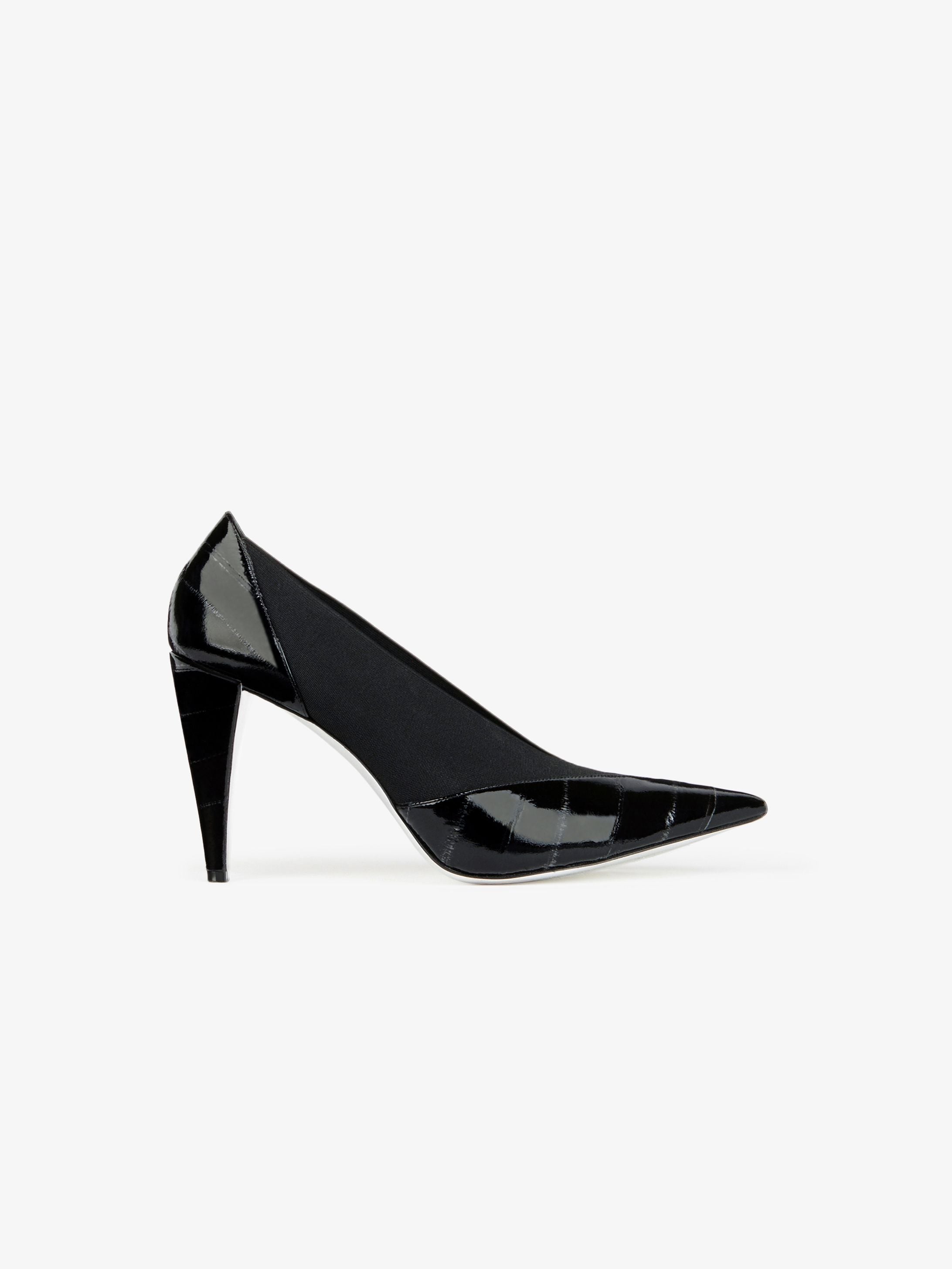 Elastic pumps in shiny eel skin
