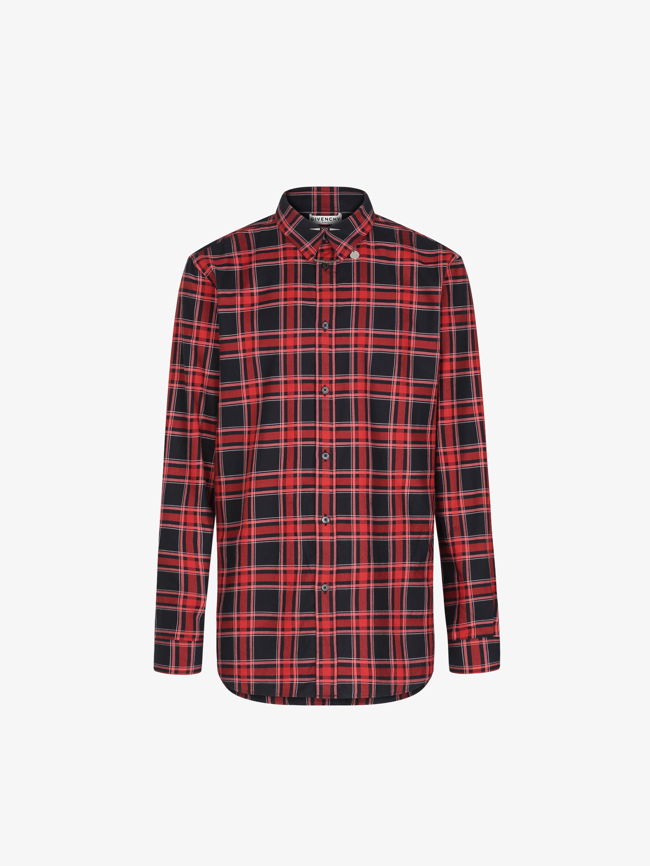 Shirt in tartan with piercing jewelry