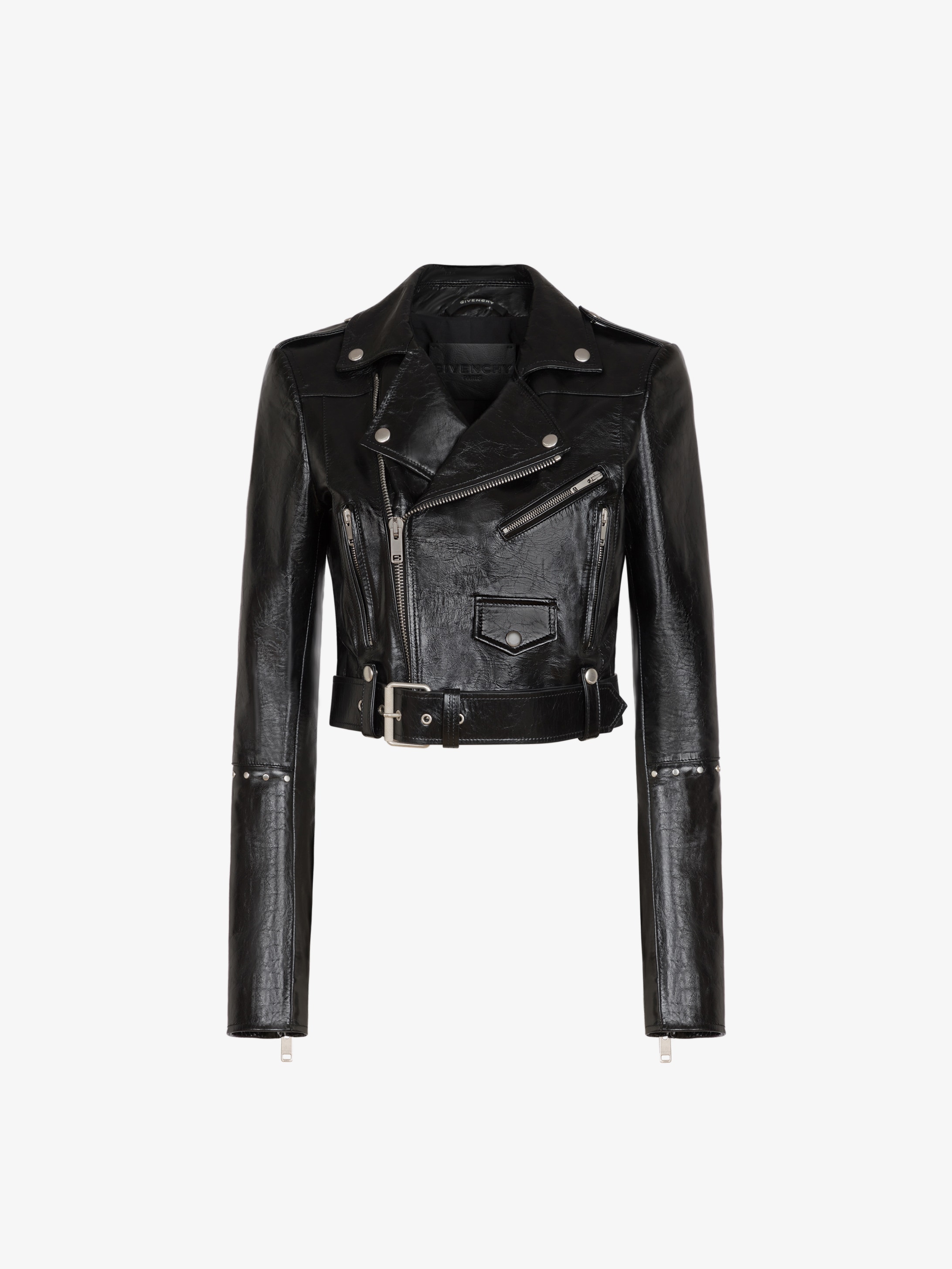 Studded biker jacket in leather
